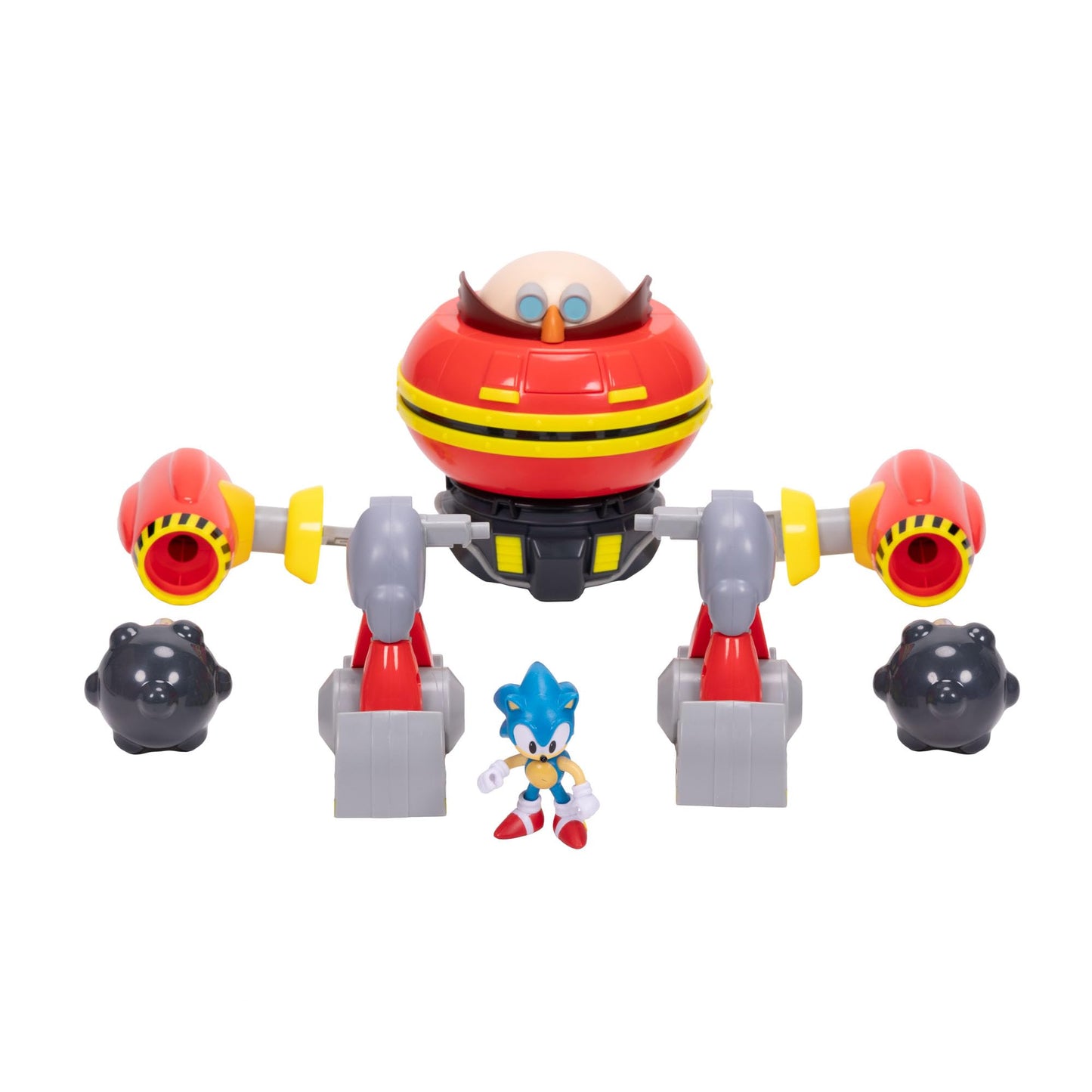 Sonic The Hedgehog 2.5-Inch Figure + Hammer Egg Robot Deluxe Playset – 360° Spin Attack & Projectile Arms