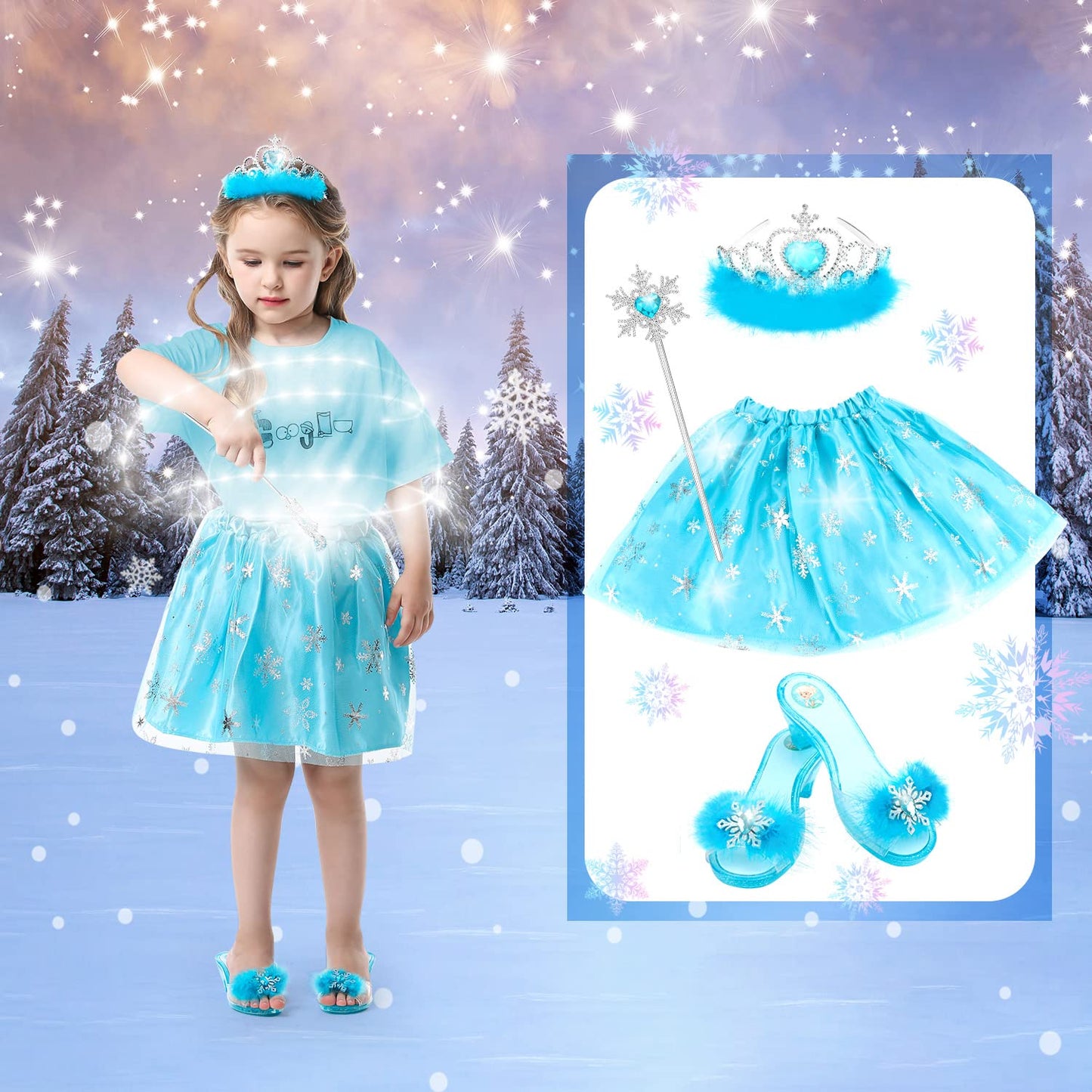 HAMSILY Princess Dress Up Shoes Set – Unicorn, Mermaid & Ice Princess Costumes for Girls 3-6