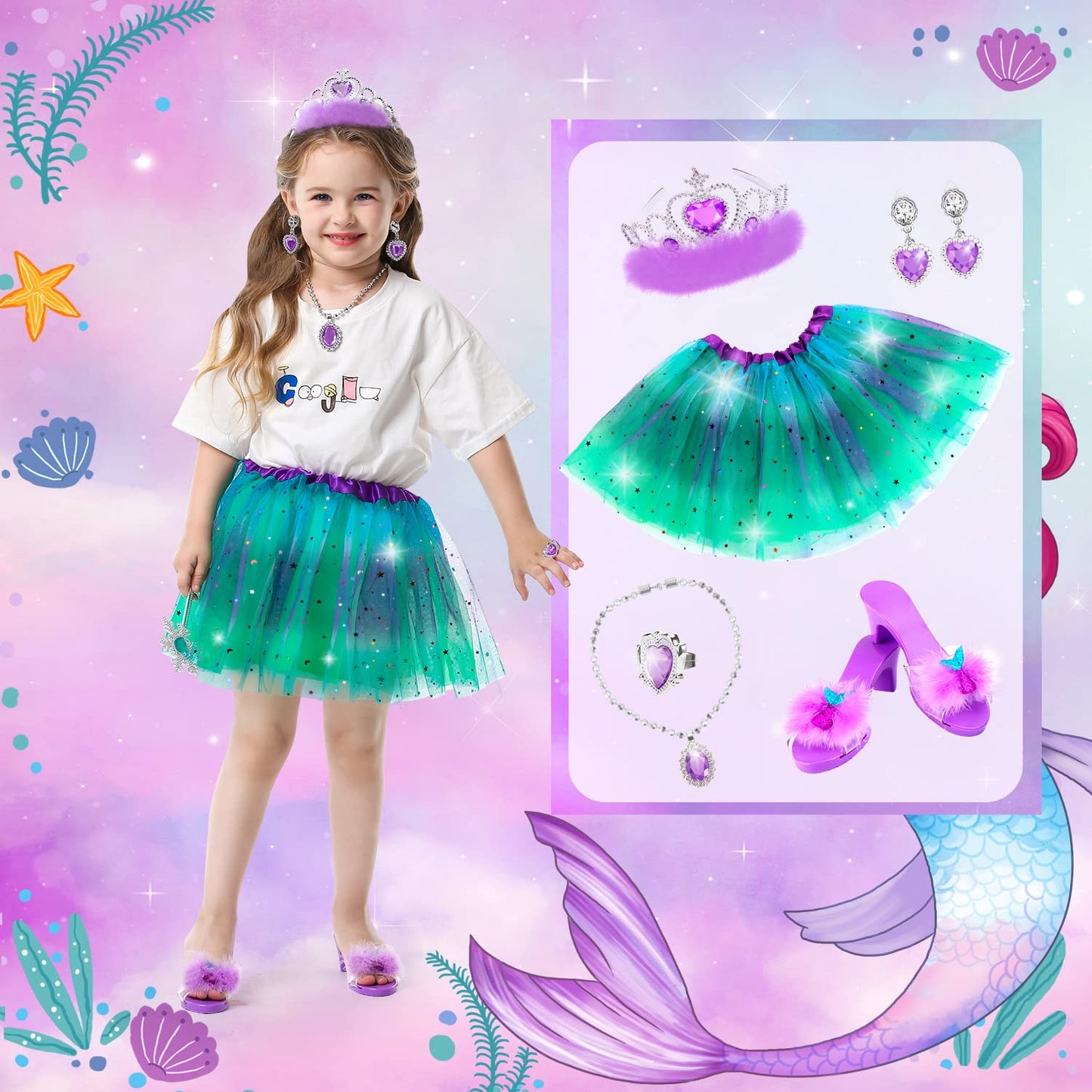 HAMSILY Princess Dress Up Shoes Set – Unicorn, Mermaid & Ice Princess Costumes for Girls 3-6