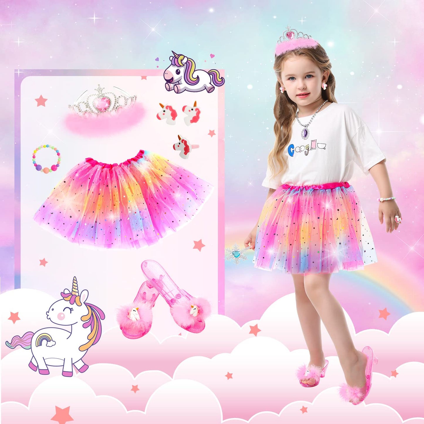 HAMSILY Princess Dress Up Shoes Set – Unicorn, Mermaid & Ice Princess Costumes for Girls 3-6