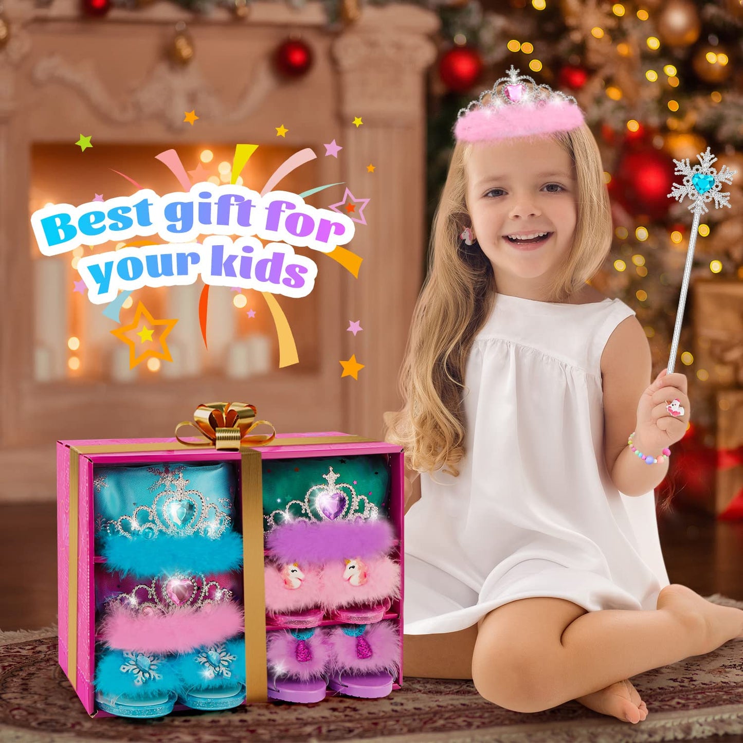 HAMSILY Princess Dress Up Shoes Set – Unicorn, Mermaid & Ice Princess Costumes for Girls 3-6