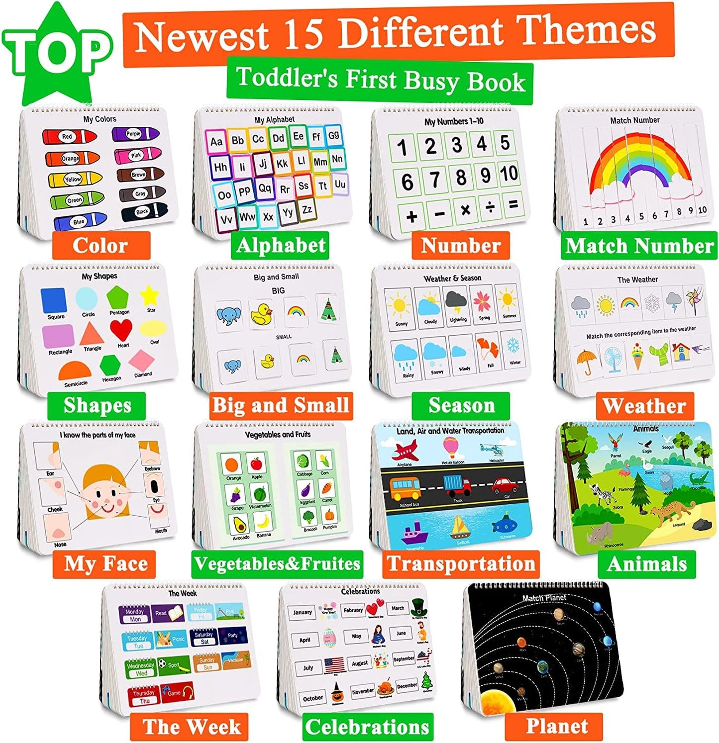 HAN-MM Busy Book for Toddlers 3-5 | 30 Themes, 8 Markers, Montessori Toolkit