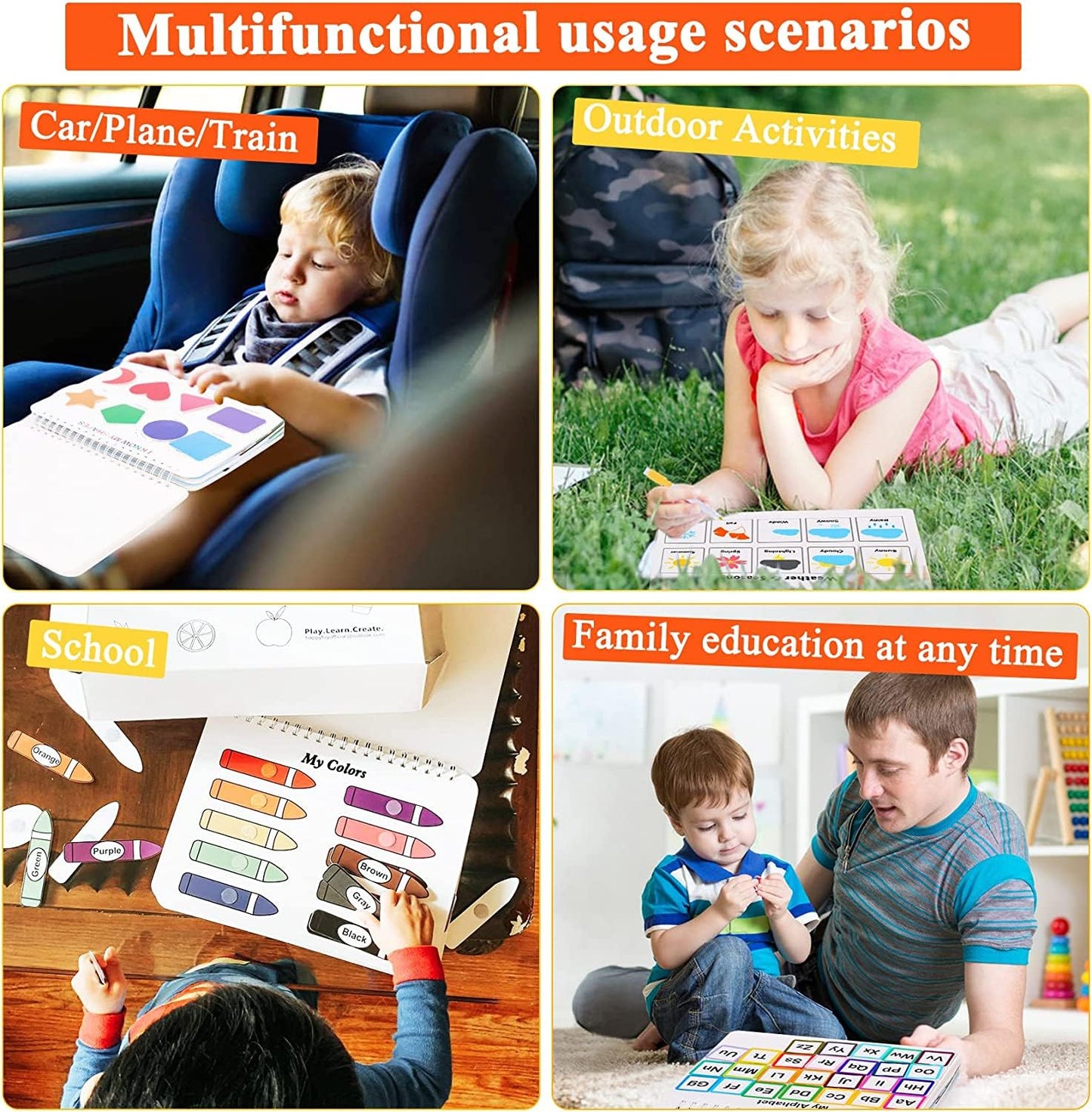 HAN-MM Busy Book for Toddlers 3-5 | 30 Themes, 8 Markers, Montessori Toolkit