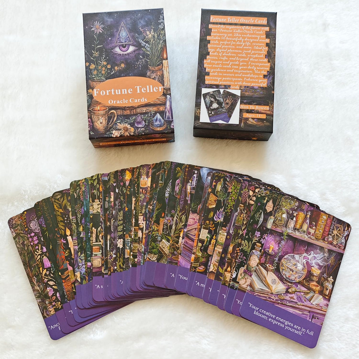 Han Yu Bowen Fortune Teller Oracle Cards – 56-Card Deck for Daily Guidance & Spiritual Practice