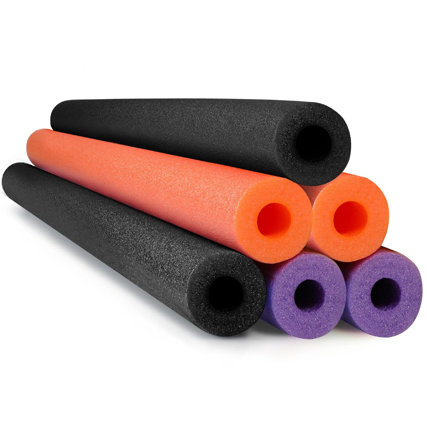 Hanaive 6-Pack Pool Noodles - 52 Inch Hollow Foam Floats Black Orange Purple