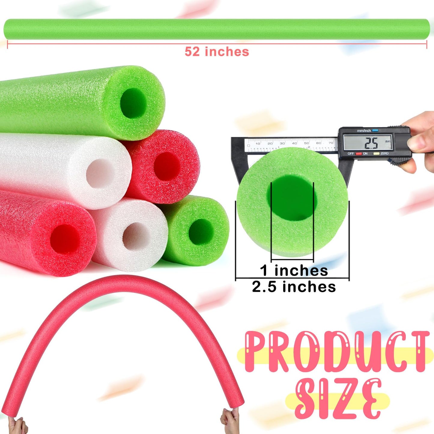 Hanaive 6 Pack Pool Noodles – 52-Inch Hollow Foam Floats for Pool, Craft & Play