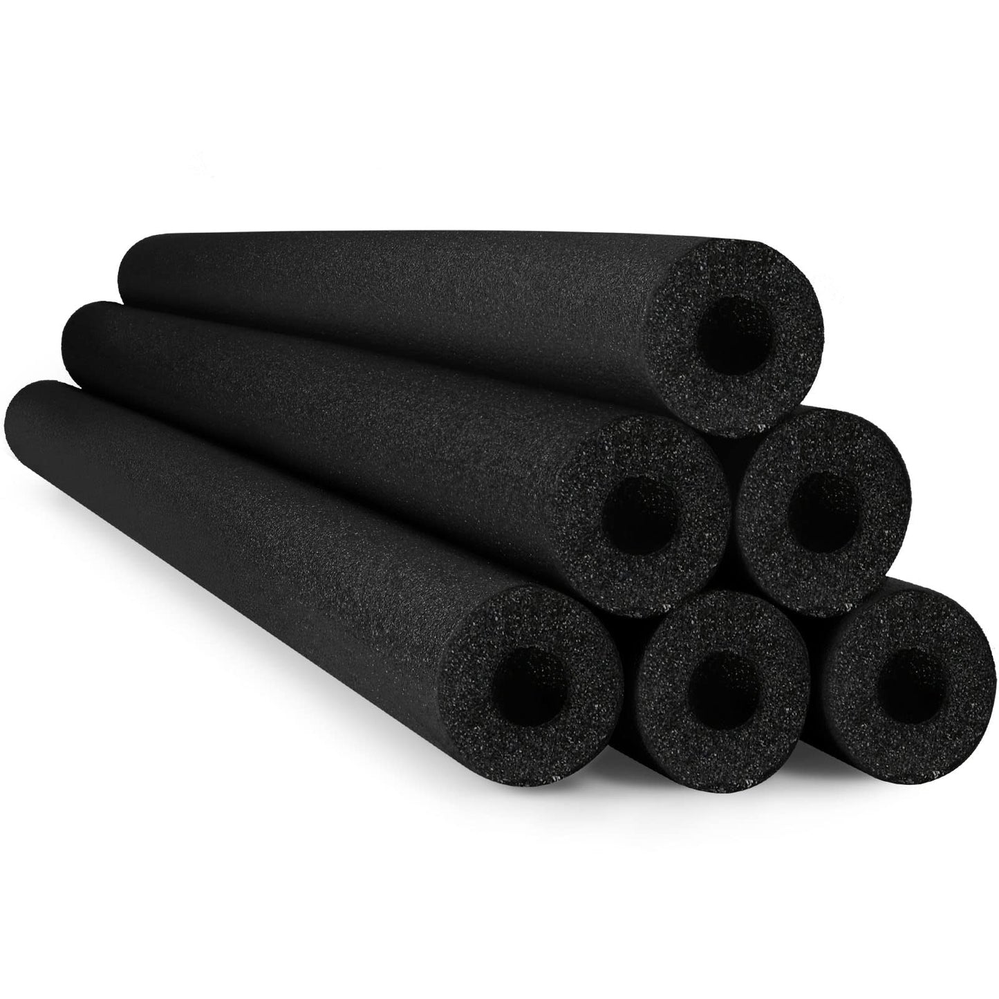 Hanaive 6 Pack Black Pool Noodles - 52-Inch Hollow Foam Floats for Pool & Crafts
