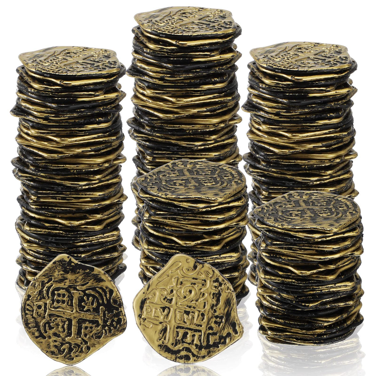 Hanaive 100 Pcs Bronze Pirate Coins – Plastic Doubloons for Treasure Chests, Parties & Cosplay
