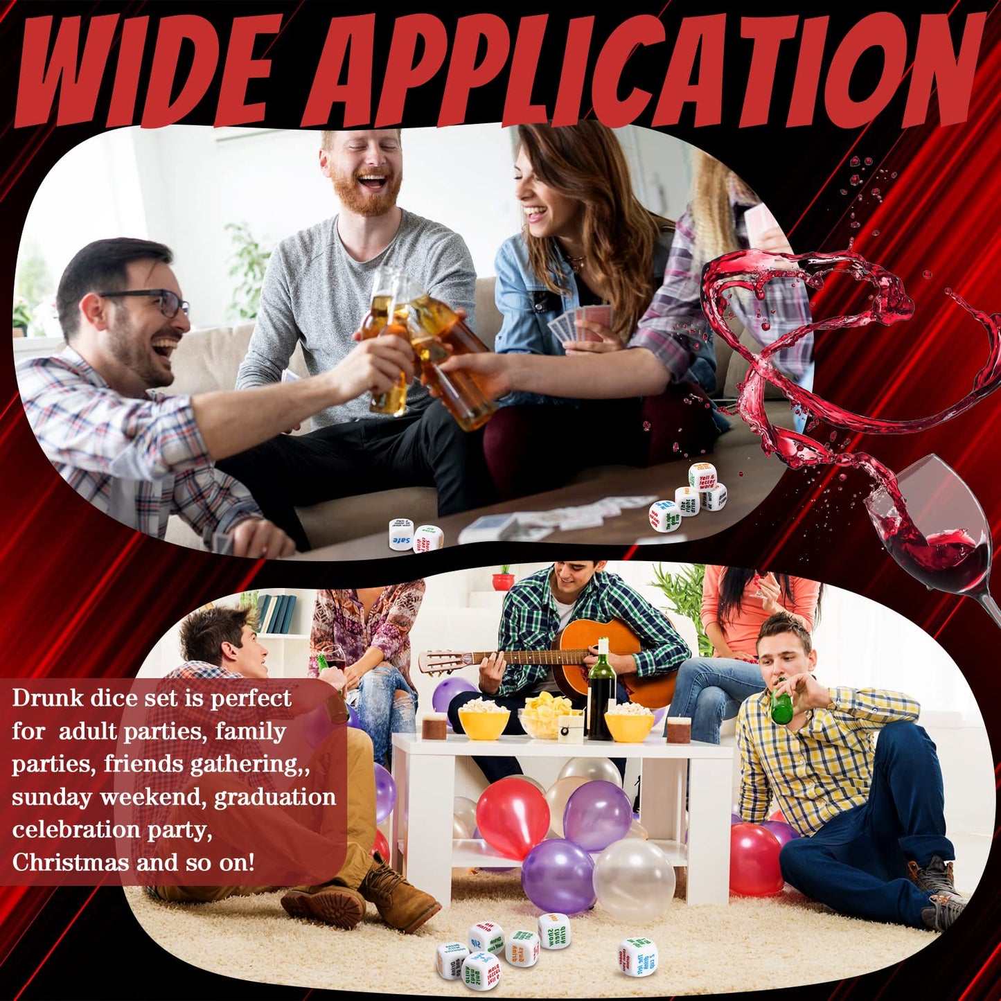 Hanaive 6 Pcs Drinking Dice – Bar Party Game for Adults