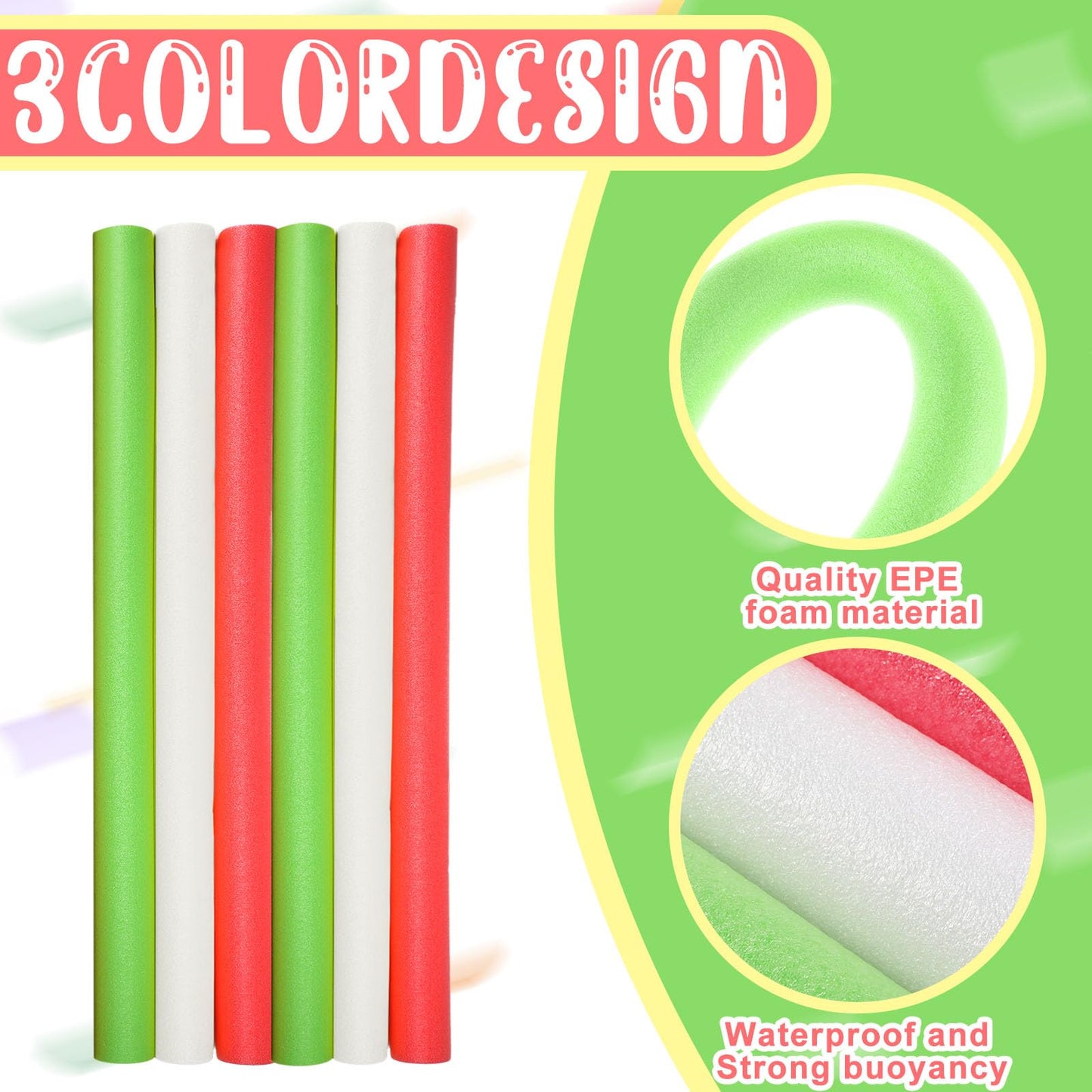 Hanaive 6 Pack Pool Noodles – 52-Inch Hollow Foam Floats for Pool, Craft & Play