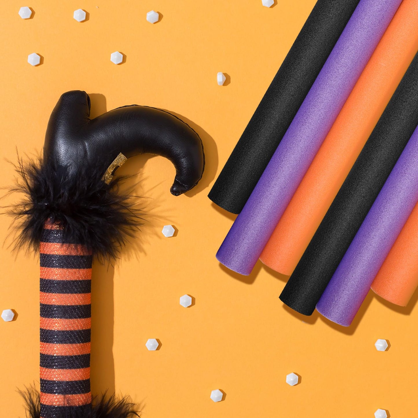 Hanaive 6-Pack Pool Noodles - 52 Inch Hollow Foam Floats Black Orange Purple