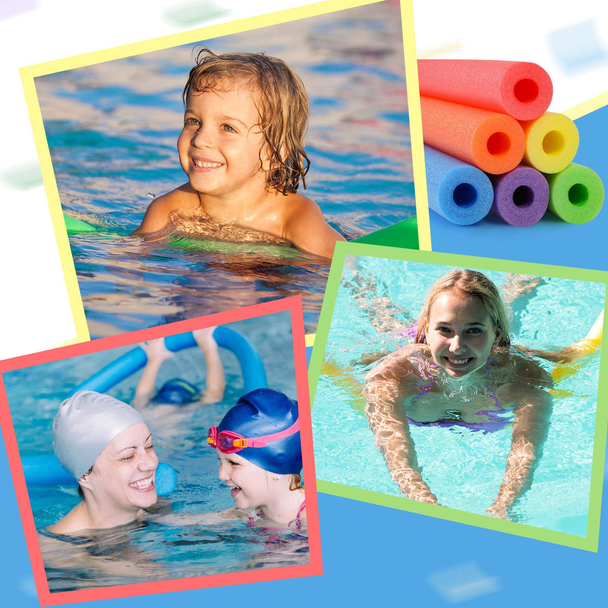 Hanaive 6 Pack Pool Noodles – 52 Inch Hollow Foam Floats for Swimming, DIY Crafts & More
