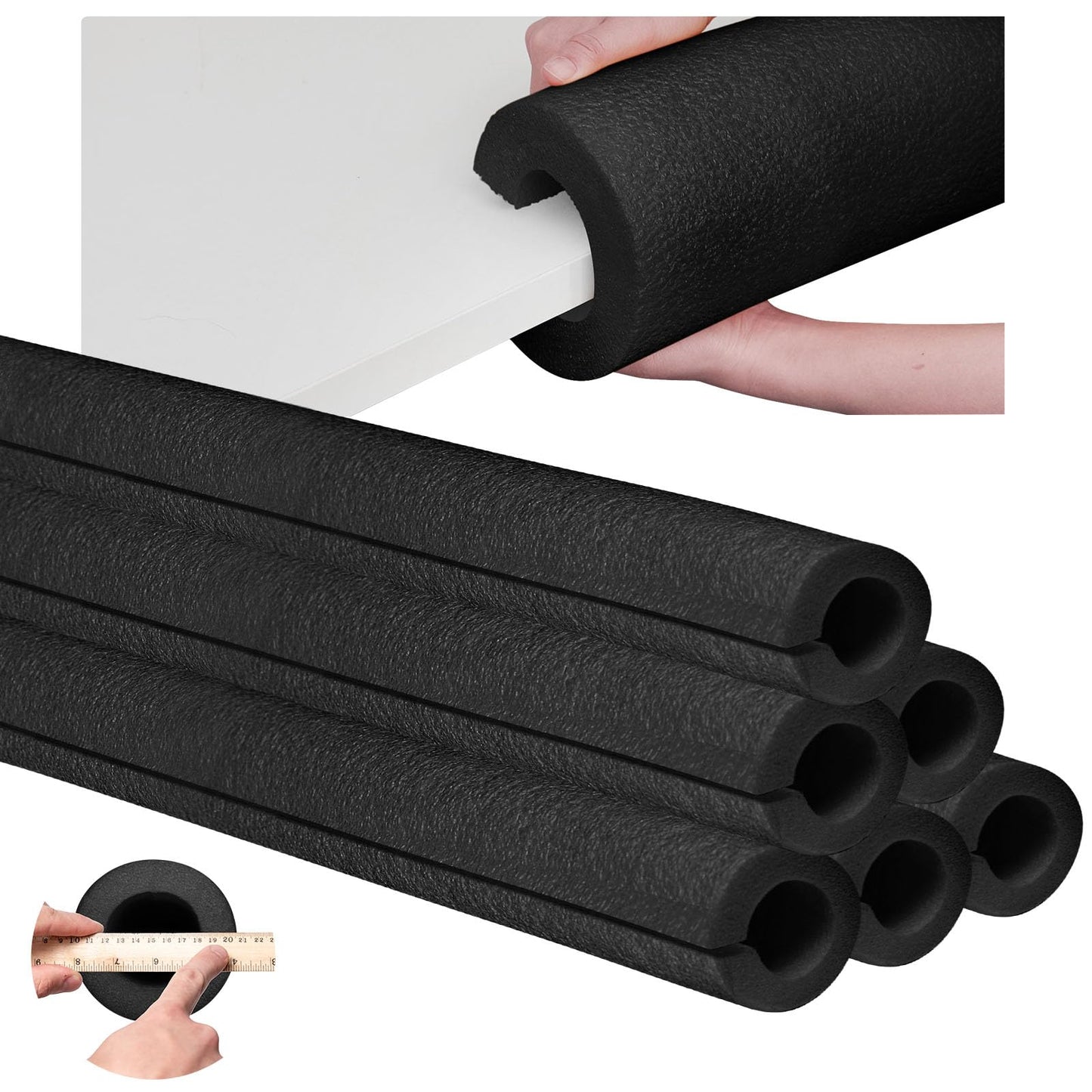 Hanaive Jumbo Foam Pool Noodles 40in x 4.1in Black | 4-Pack for Pool Fun, DIY Crafts, and Home Padding