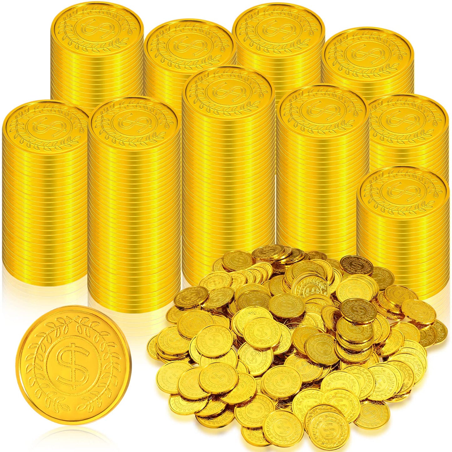 Hanaive 1000 Pcs Pirate Gold Coins – Plastic Treasure Doubloons for Parties, Treasure Hunts & Classroom Rewards