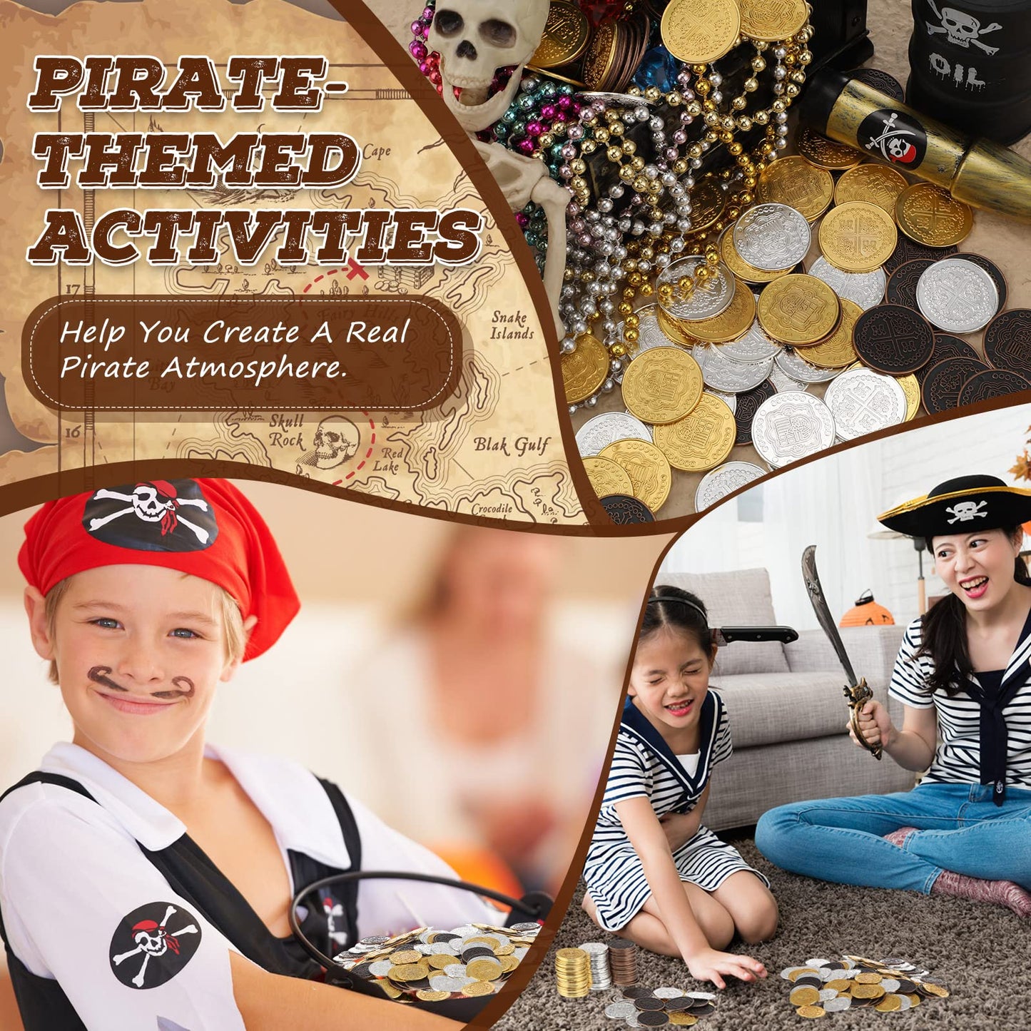 Hanaive 100 Pcs Metal Pirate Coins – Spanish Doubloons for Kids
