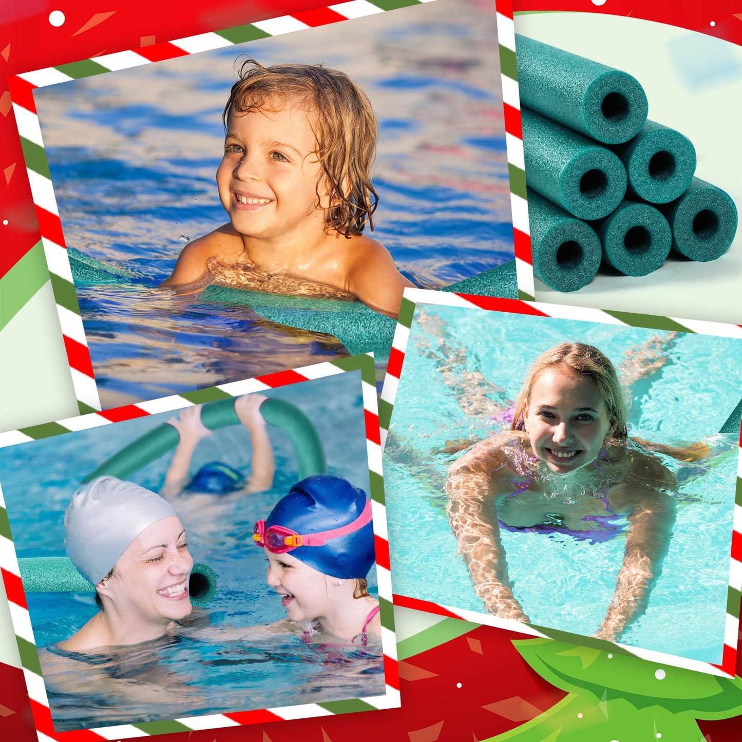 Hanaive 6 Pack Green Pool Noodles – 52-Inch Hollow Foam Floats for Pool & DIY