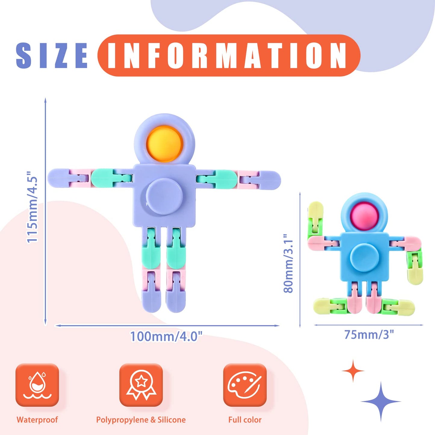 Hanaive 8 Pcs Robot Fidget Spinners – Transformable DIY Stress Relief Toys for Kids & Adults
