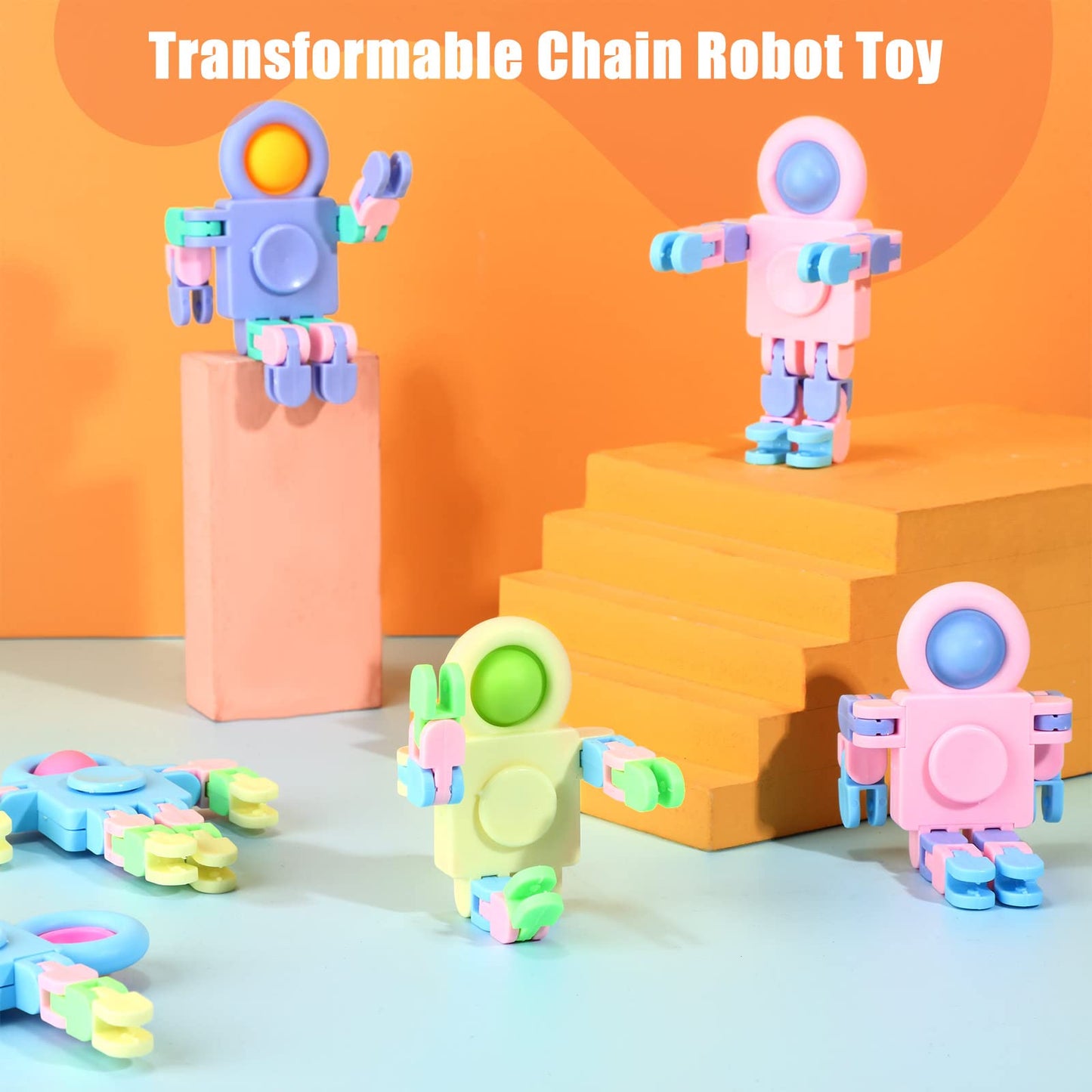 Hanaive 8 Pcs Robot Fidget Spinners – Transformable DIY Stress Relief Toys for Kids & Adults
