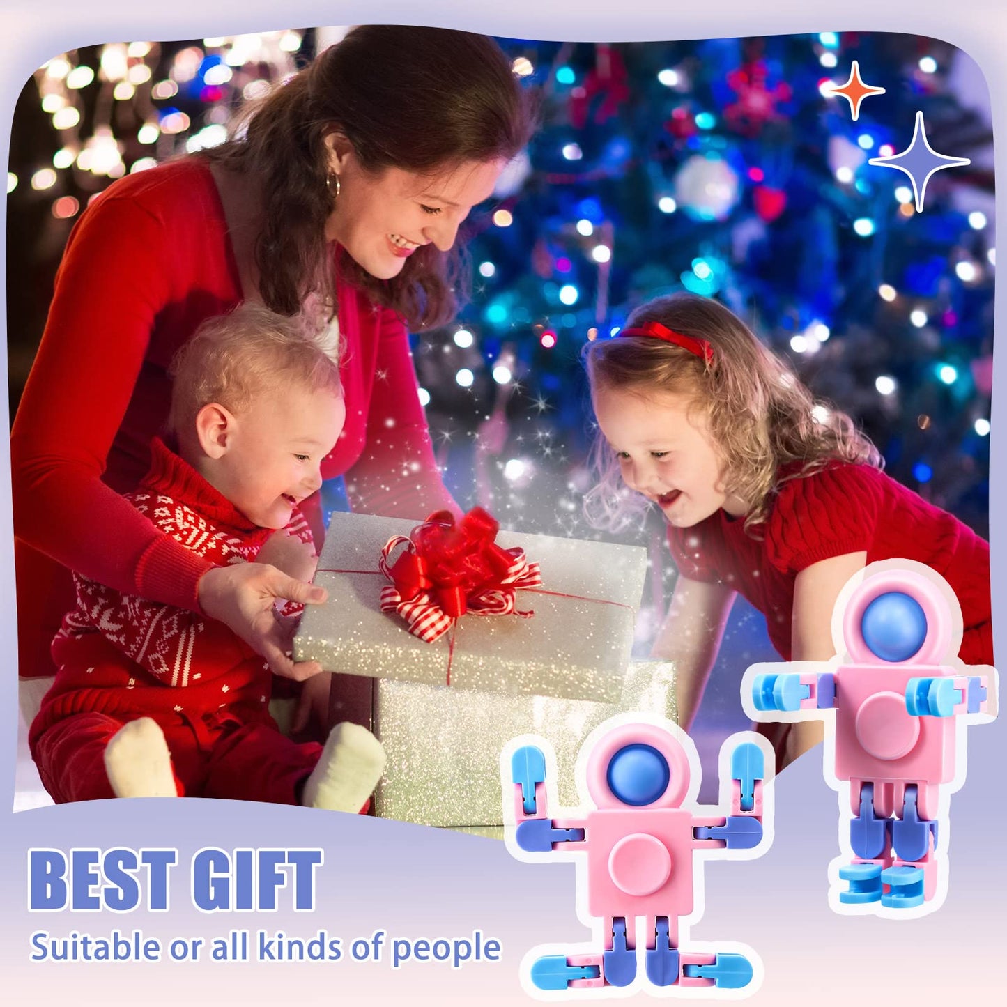 Hanaive 8 Pcs Robot Fidget Spinners – Transformable DIY Stress Relief Toys for Kids & Adults