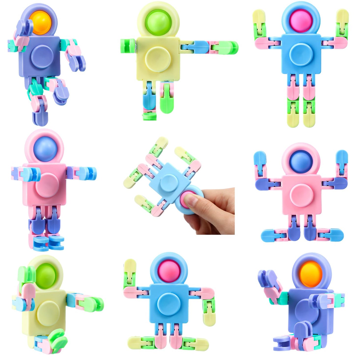Hanaive 8 Pcs Robot Fidget Spinners – Transformable DIY Stress Relief Toys for Kids & Adults