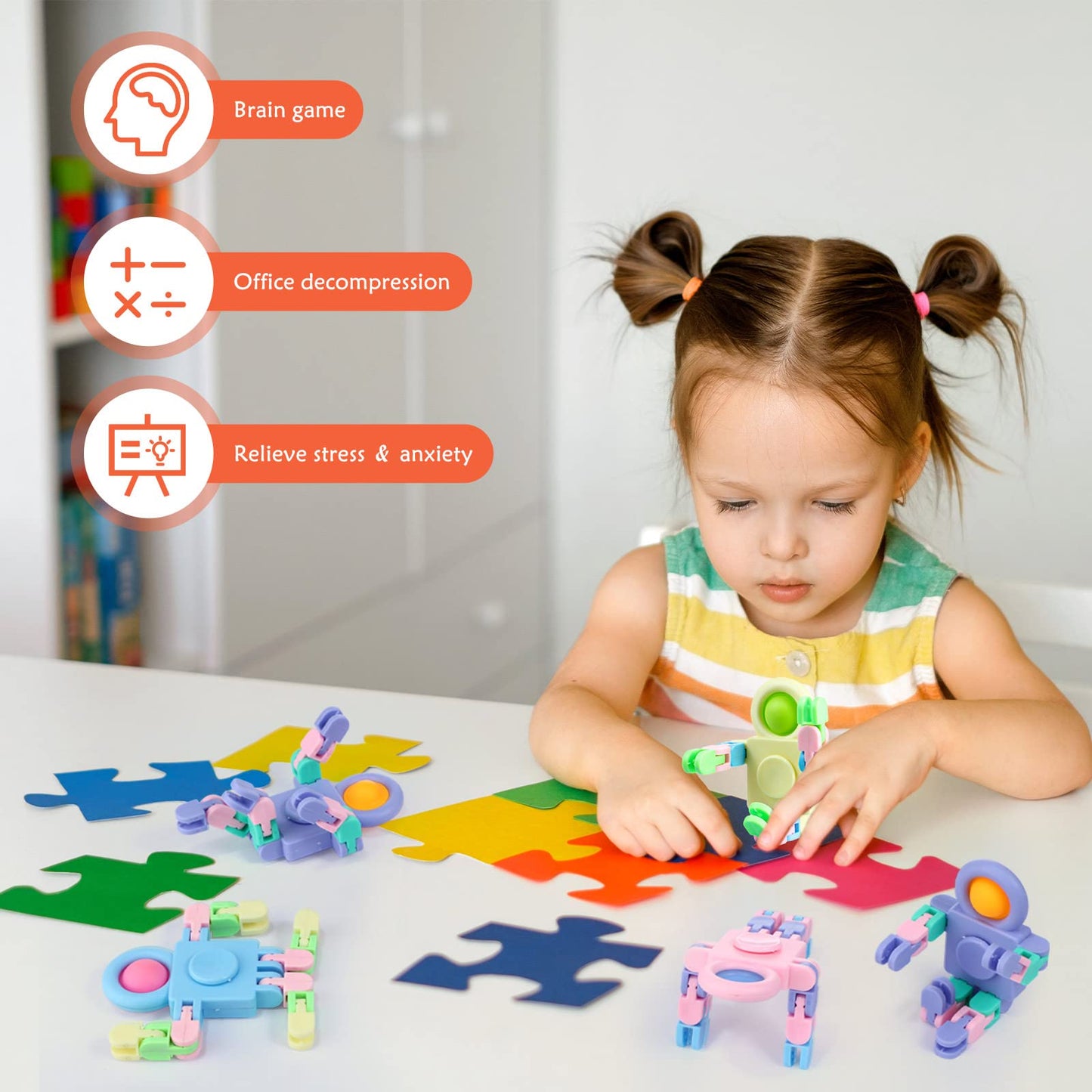 Hanaive 8 Pcs Robot Fidget Spinners – Transformable DIY Stress Relief Toys for Kids & Adults