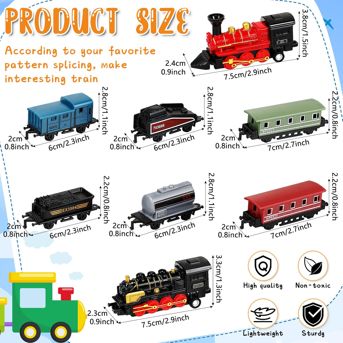 Hanaive 2 Sets Train Toys – Pull-Back Alloy Locomotives (Black & Red)