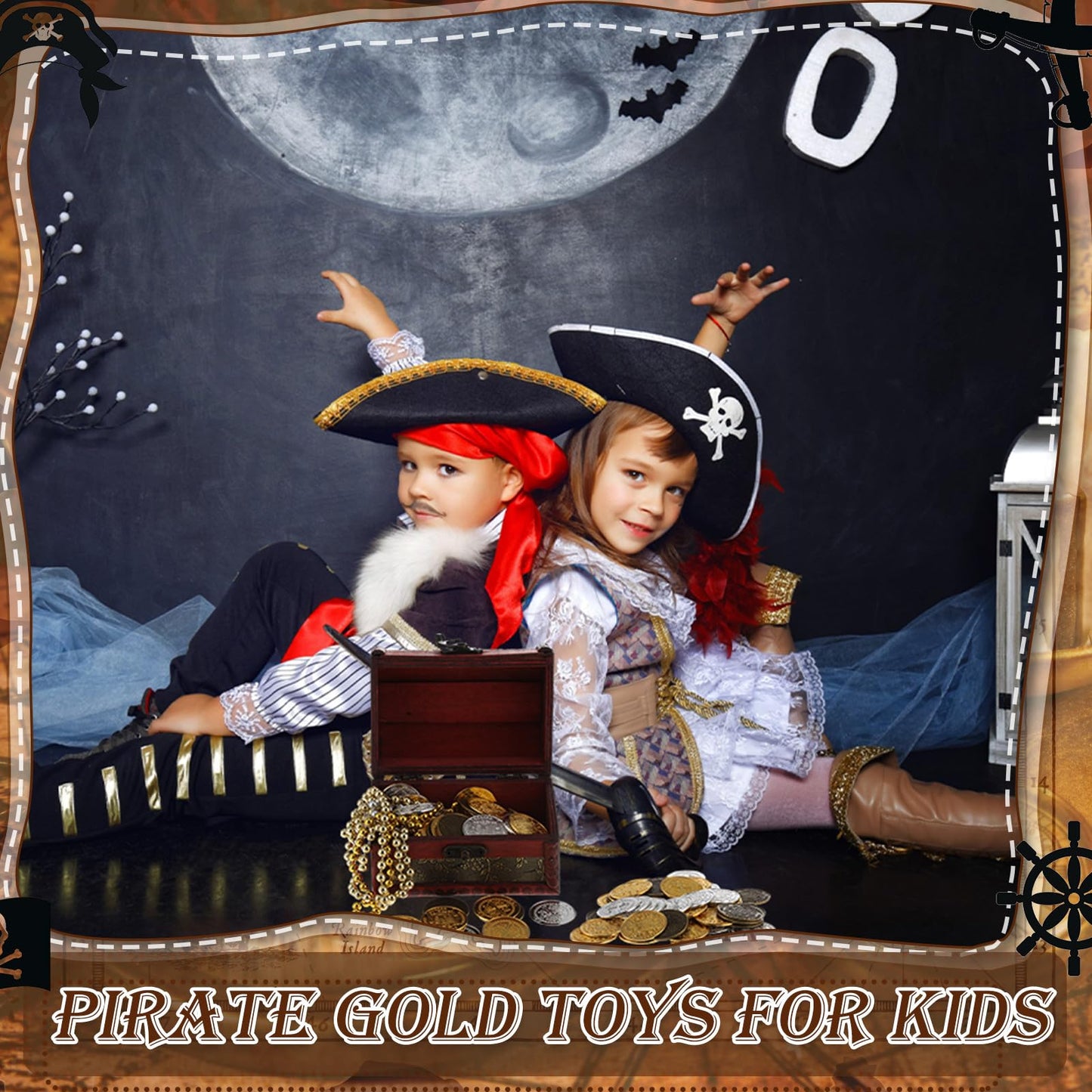 Hanaive 50 Pcs Metal Treasure Coins – Gold, Silver & Bronze Pirate Tokens for Parties