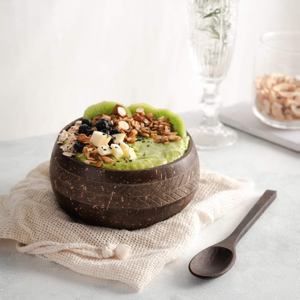 Hand crafted Coconut Bowls & Wooden Spoon set