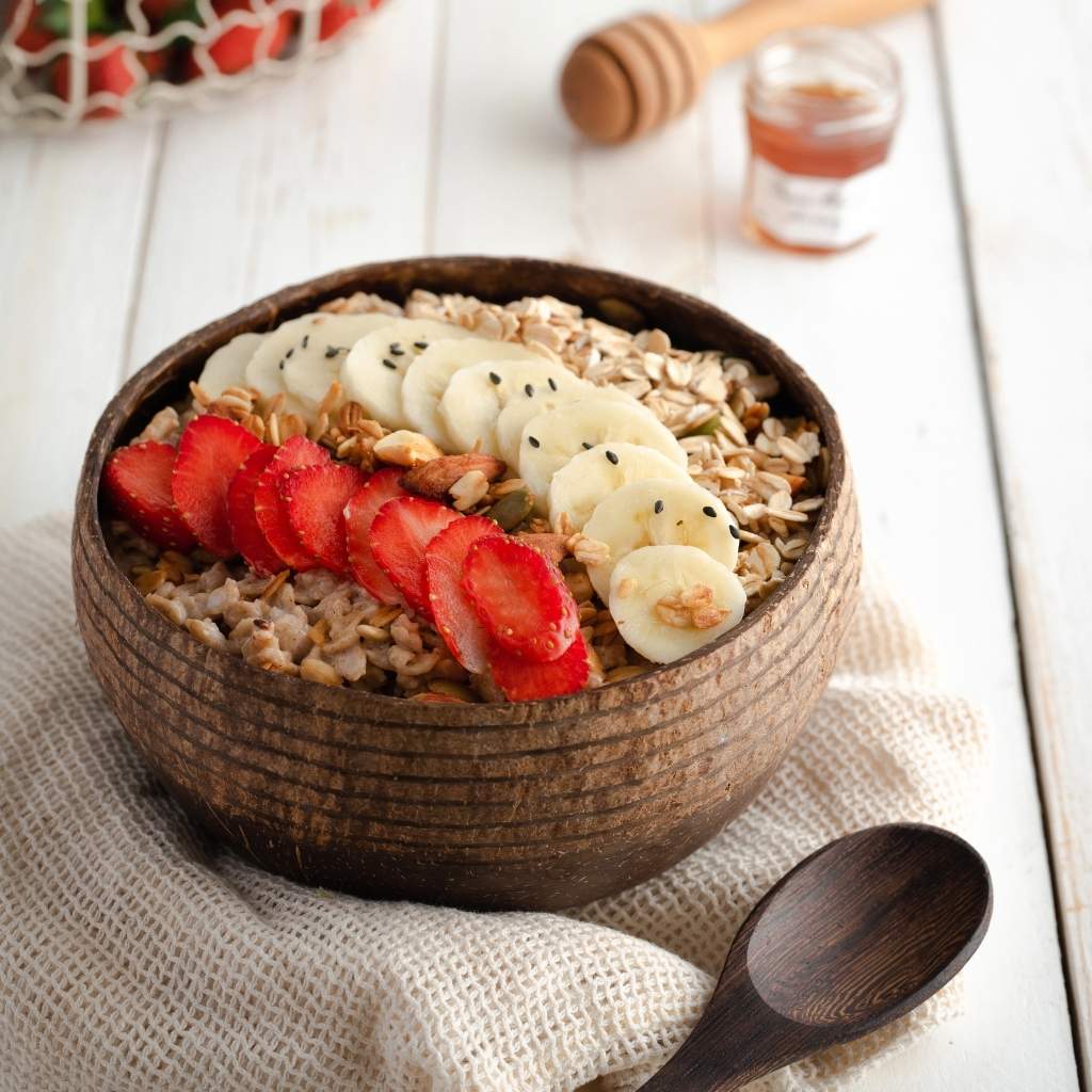 Hand crafted Coconut Bowls & Wooden Spoon set