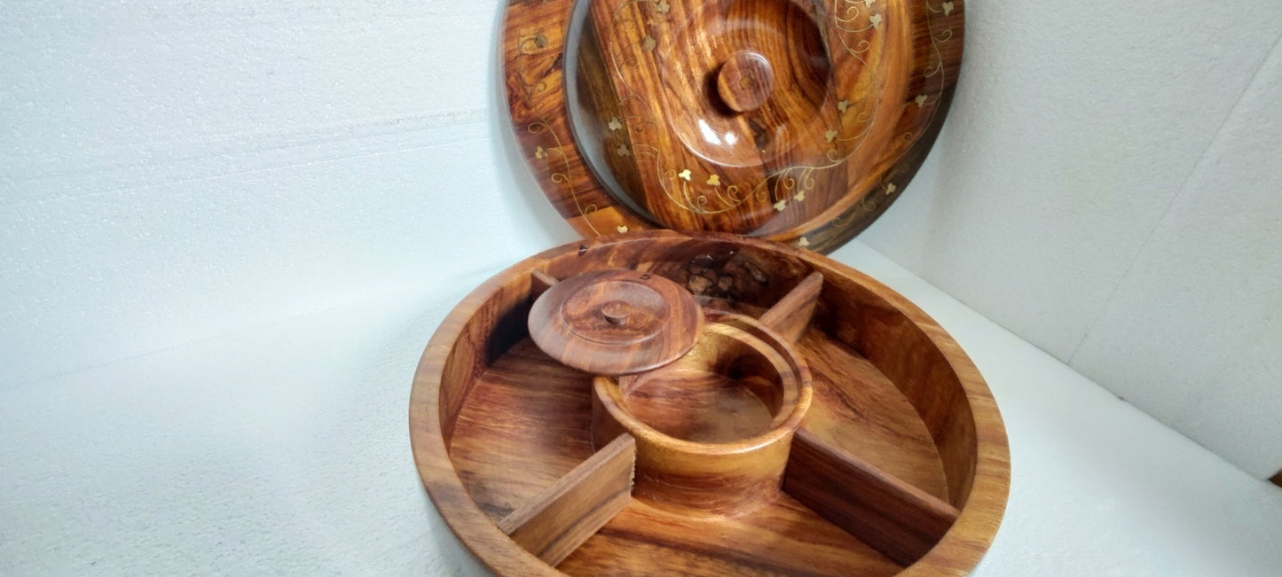 Hand crafted sasswood salad / dry fruit serving tray