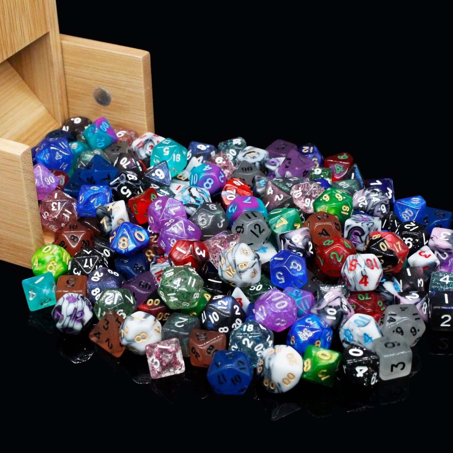 Handan 15 Sets Random Multi-Colored Polyhedral RPG Dice – 105pcs Mini 10mm D&D MTG Dice Set