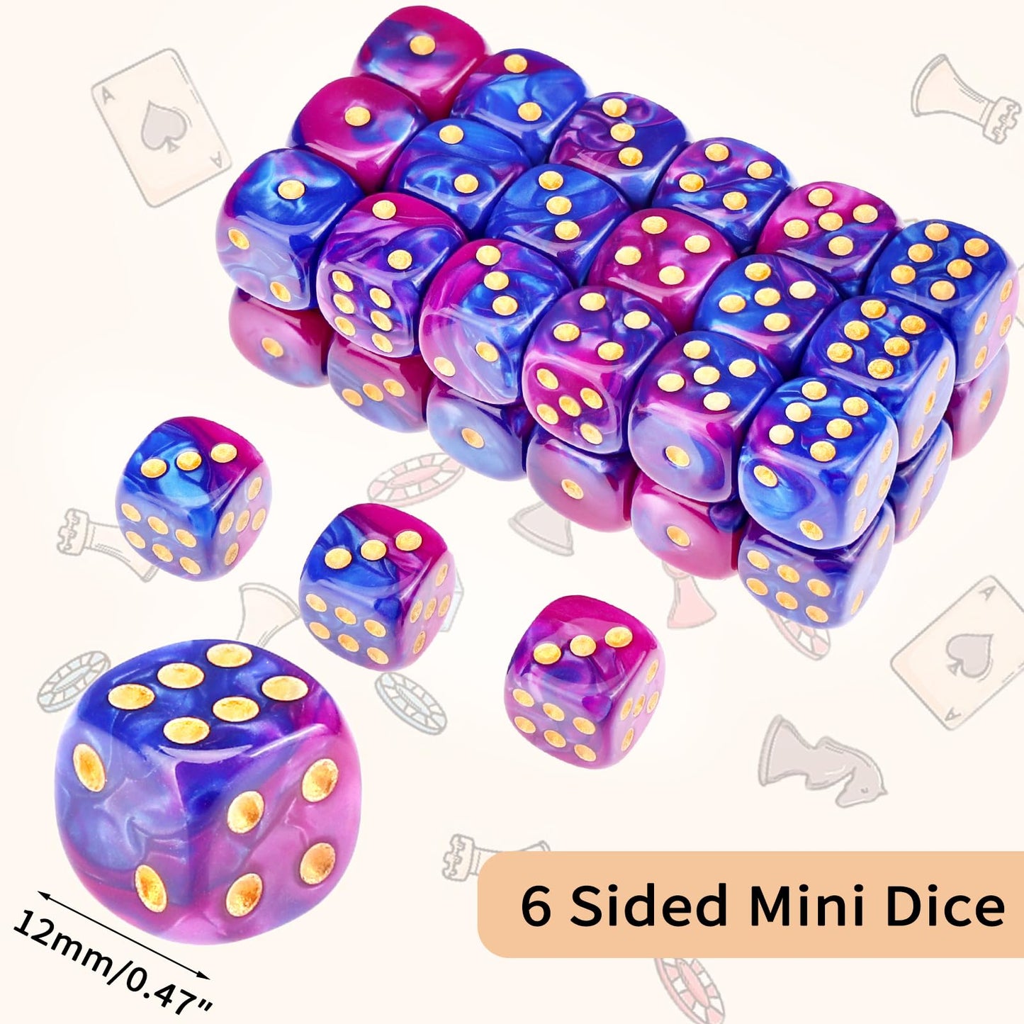 Handan 36-Piece 12mm Mini D6 Dice Set with Portable Blue-Purple Box