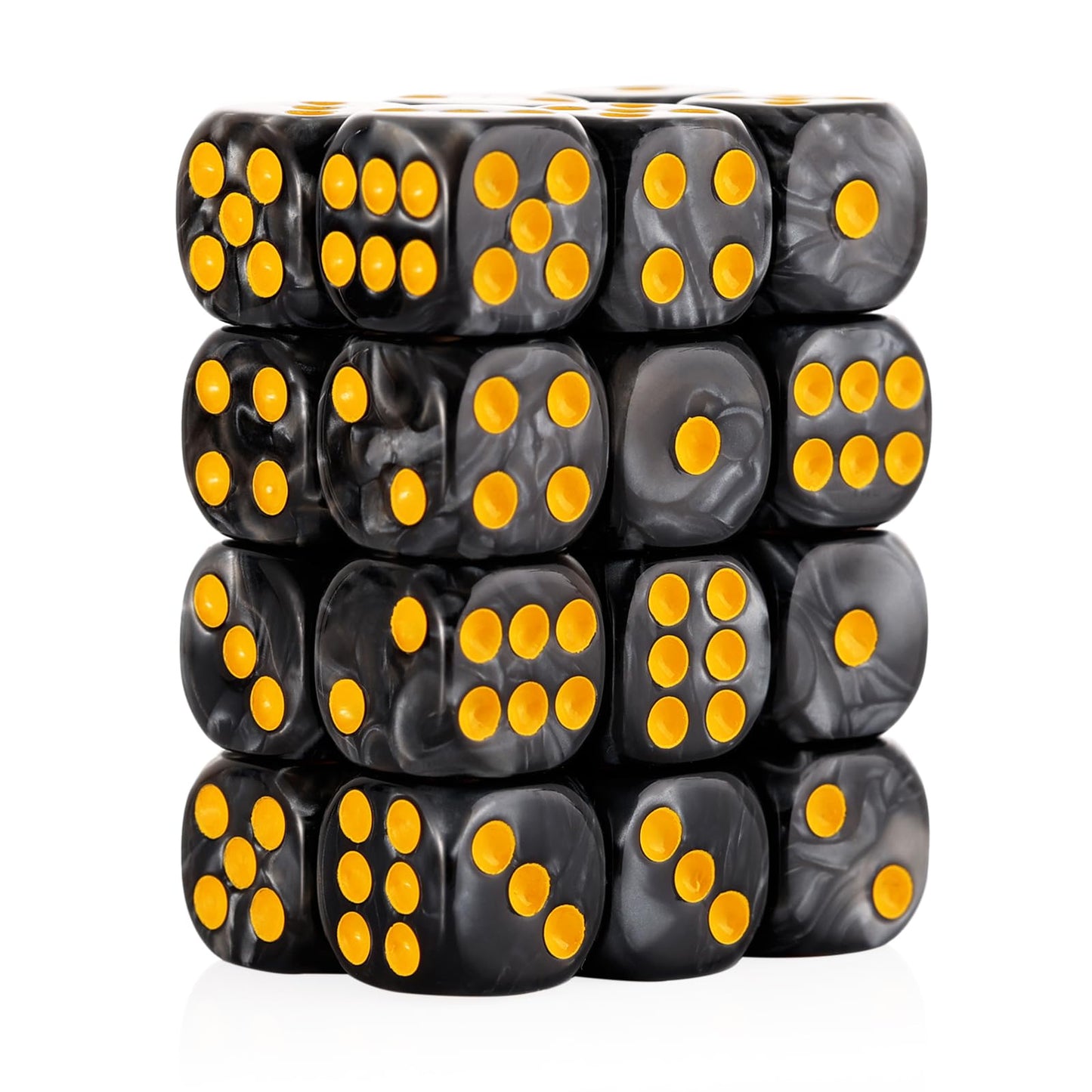 Handan 24-Pack 16mm Pearl D6 Dice Set with Pouch – Yahtzee, Bunco & Math