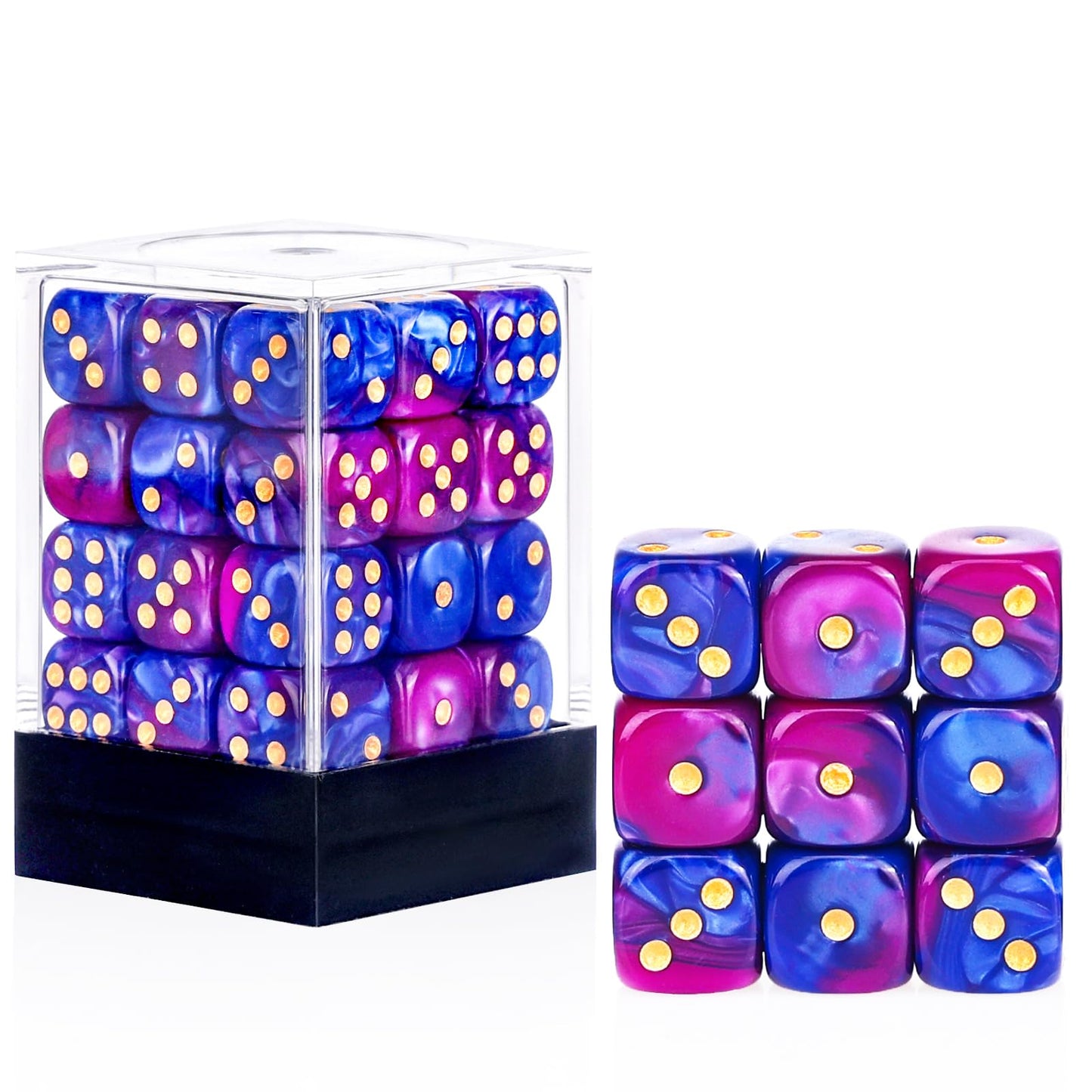 Handan 36-Piece 12mm Mini D6 Dice Set with Portable Blue-Purple Box