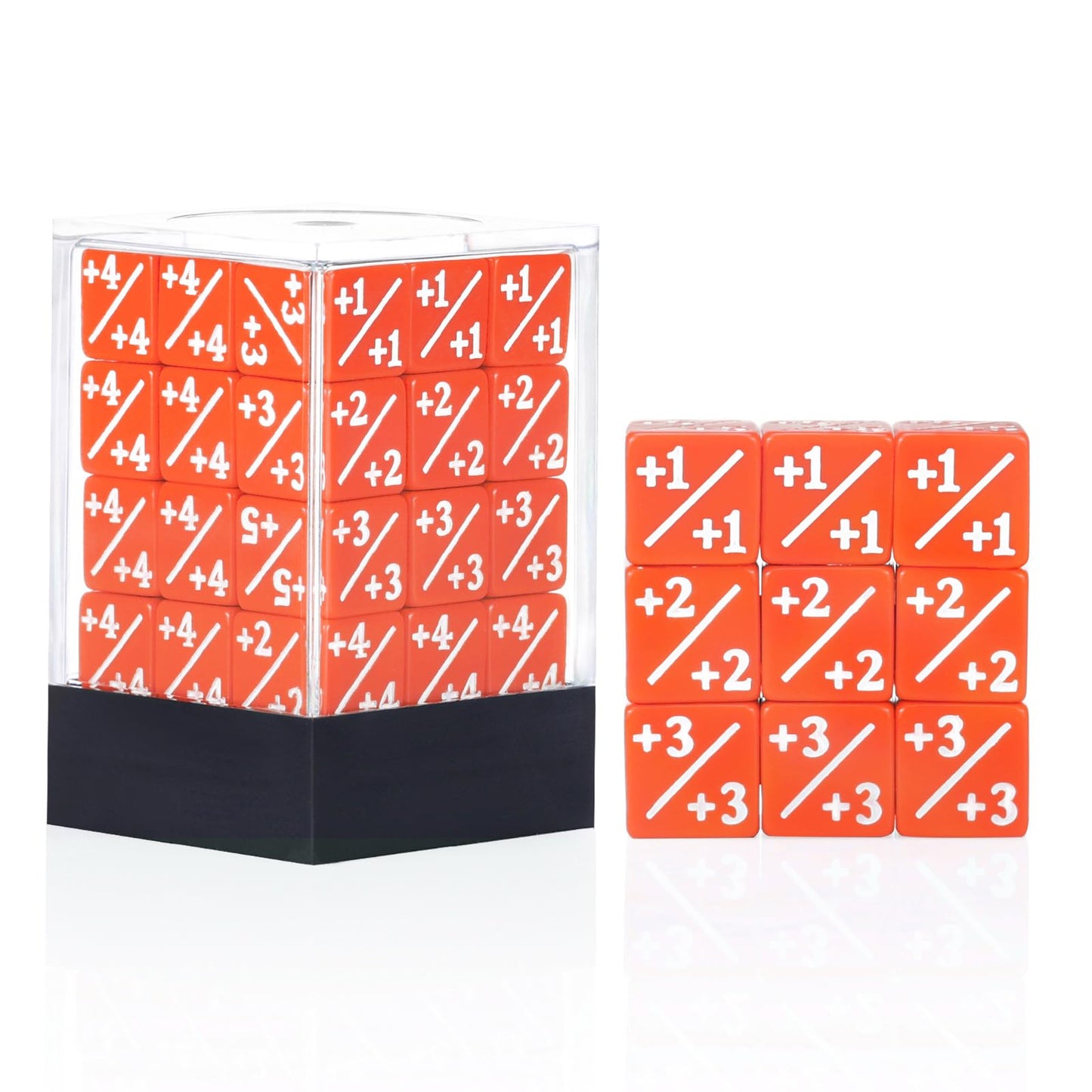 Handan 36-Piece MTG Counter Dice (+1 to +6) with Portable Box – Orange D6 Set