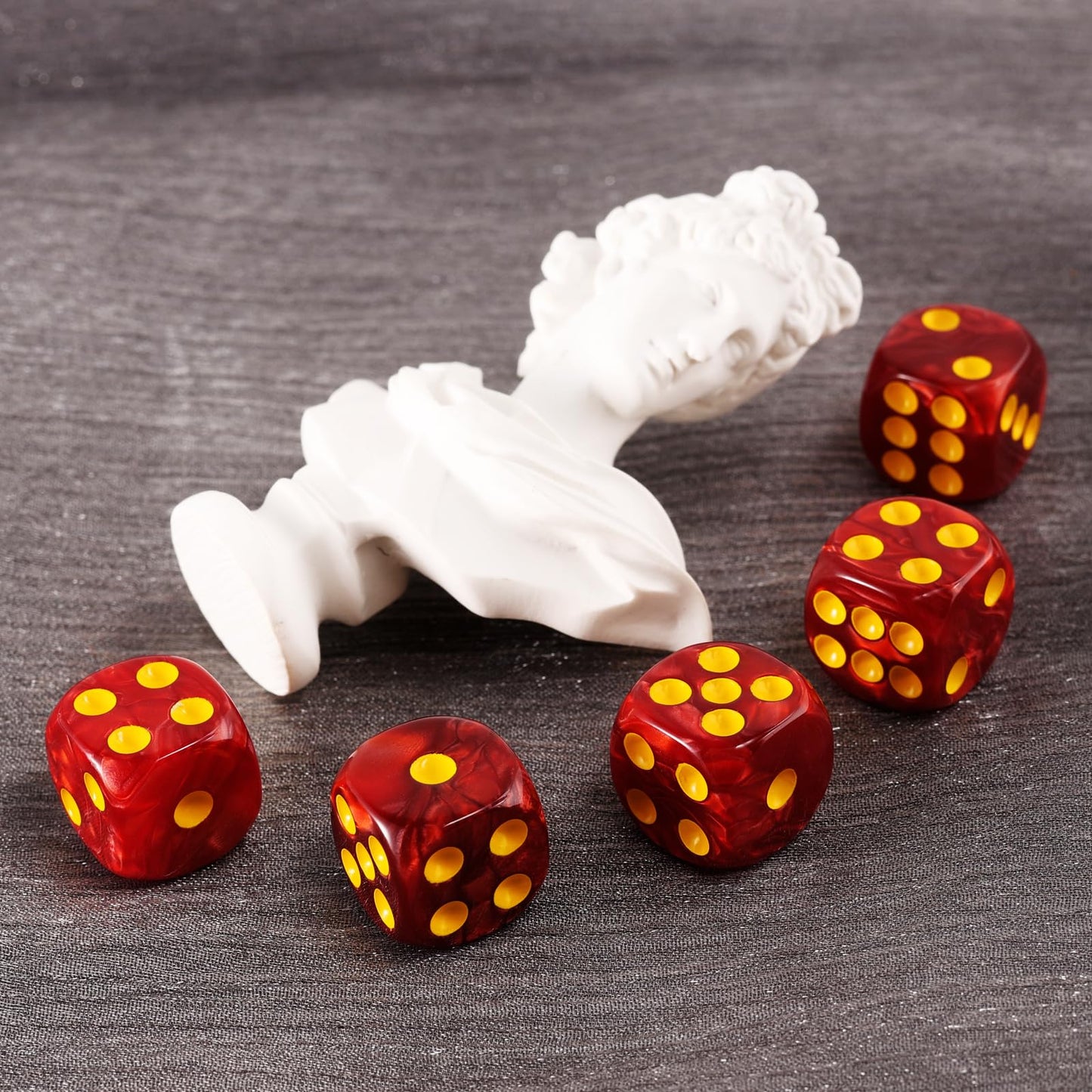 Handan 24-Pack 16mm Red Pearl D6 Dice Set with Pouch – Yahtzee, Bunco & Math Teaching