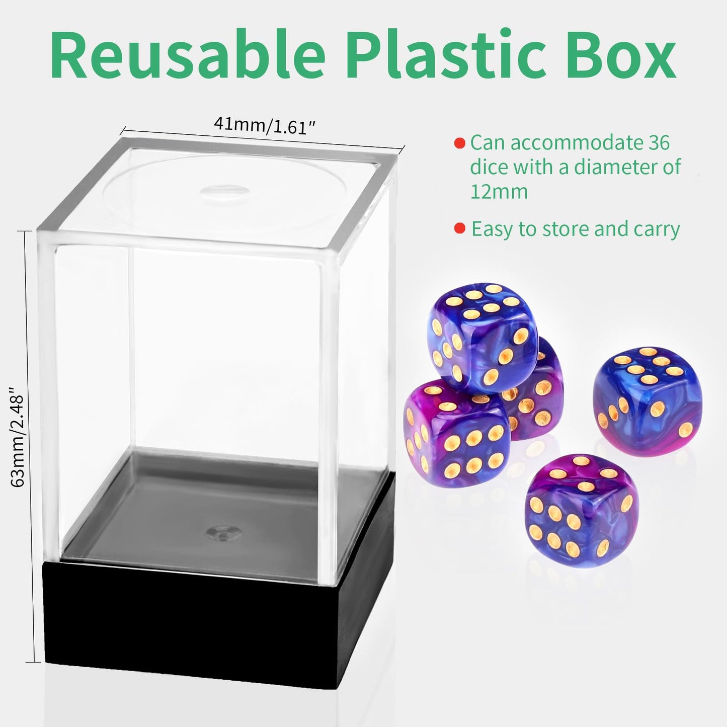 Handan 36-Piece 12mm Mini D6 Dice Set with Portable Blue-Purple Box