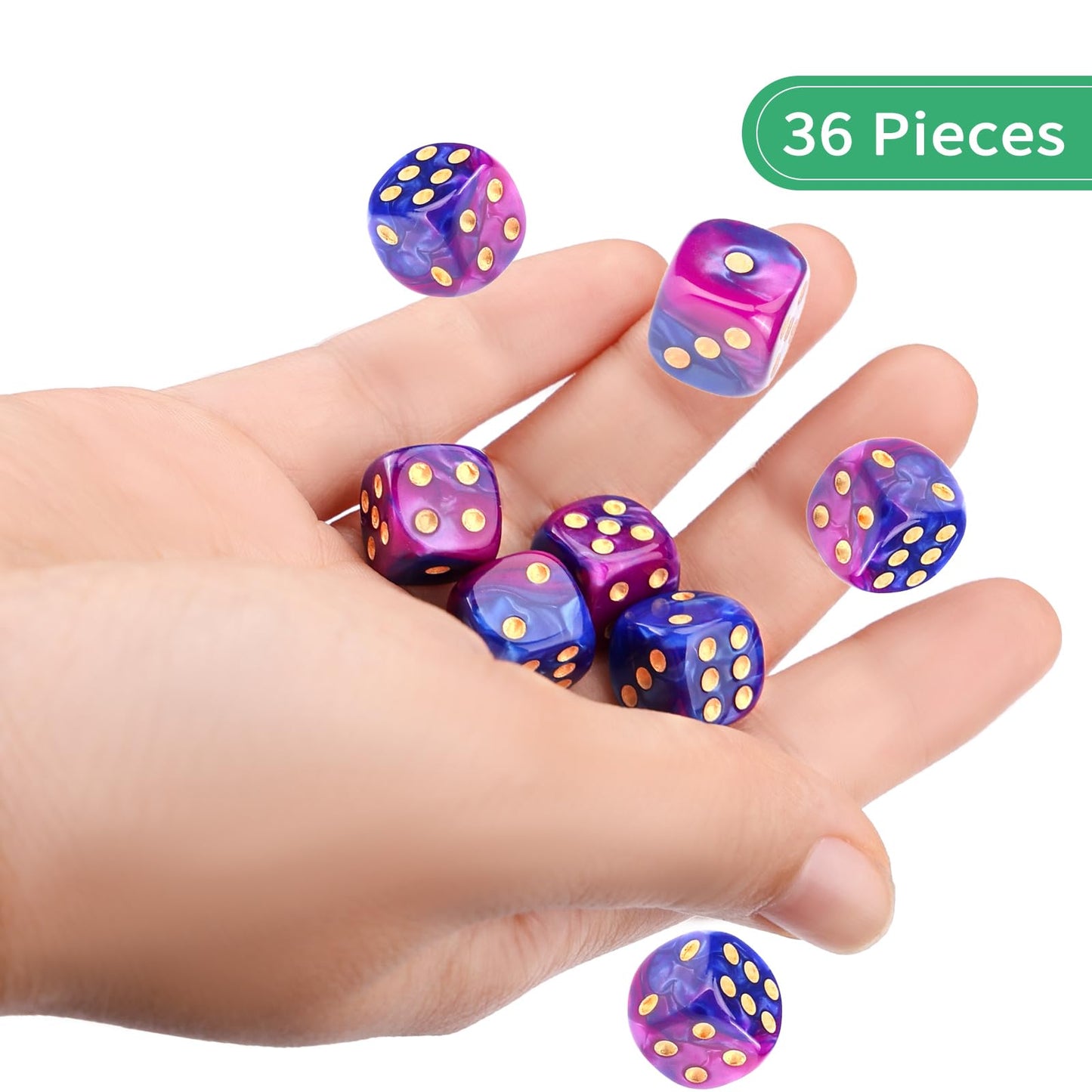 Handan 36-Piece 12mm Mini D6 Dice Set with Portable Blue-Purple Box