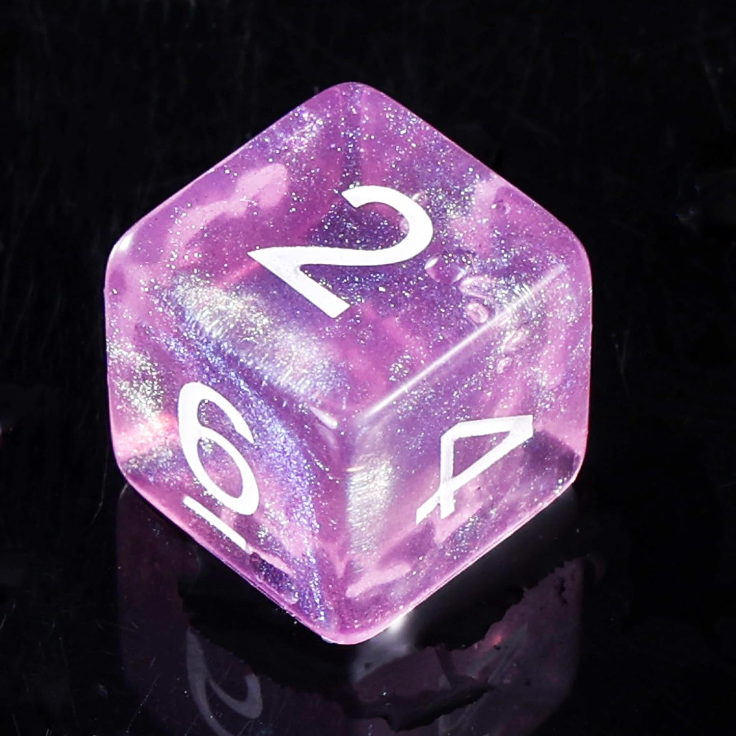 Handan Pink Transparent Glitter DND Dice Set – 7-Piece Polyhedral RPG Dice
