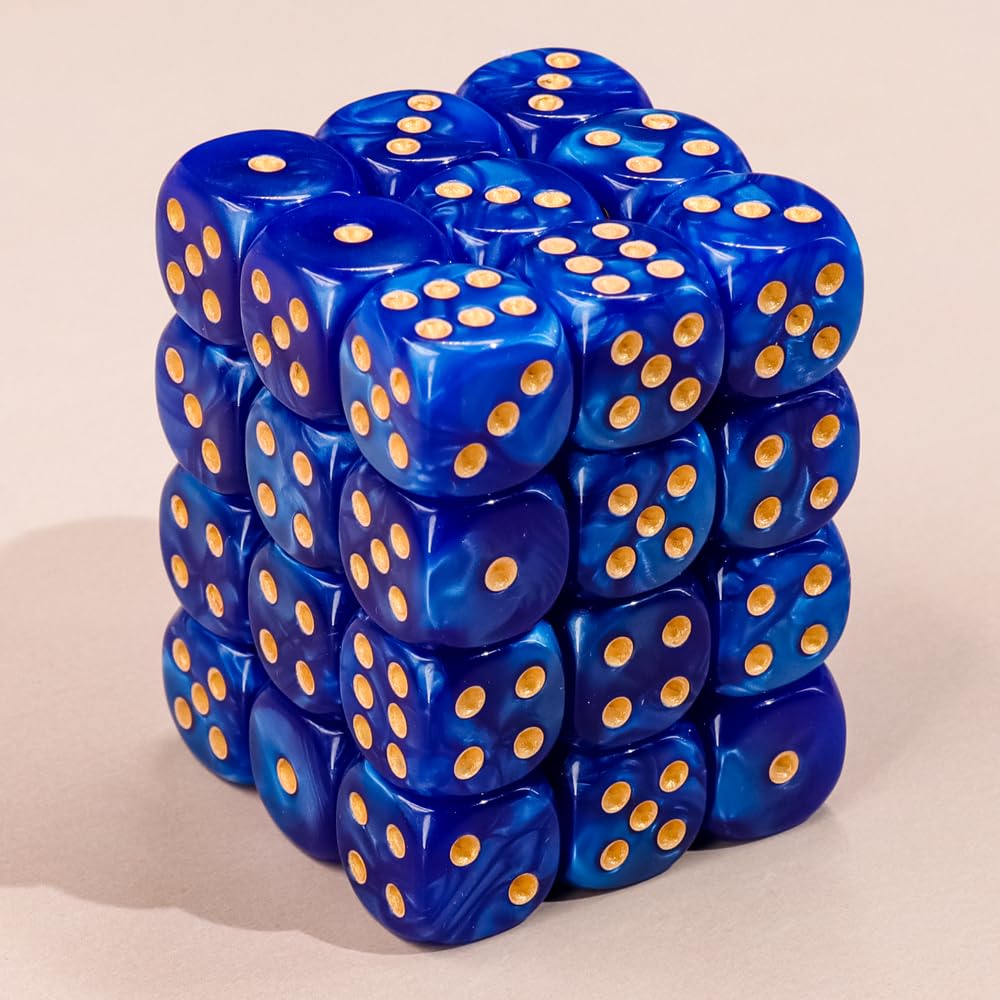 Handan 36-Pack Mini 12mm Dice Set — Deep Blue Pearl, Portable Box for Yahtzee, Bunco & Math Games