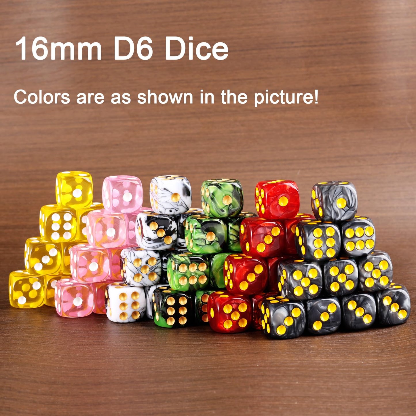 Handan 24-Pack 16mm 6-Sided Dice — Green & Black, Portable Yahtzee & Math Dice