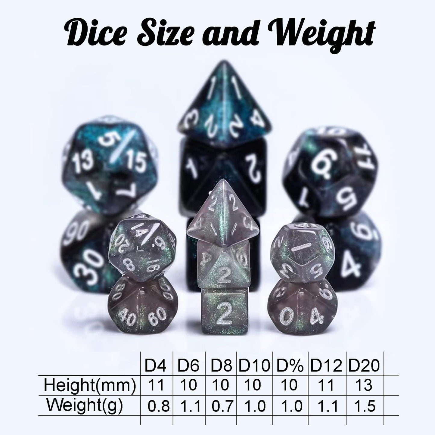 Handan 15 Sets Random Multi-Colored Polyhedral RPG Dice – 105pcs Mini 10mm D&D MTG Dice Set