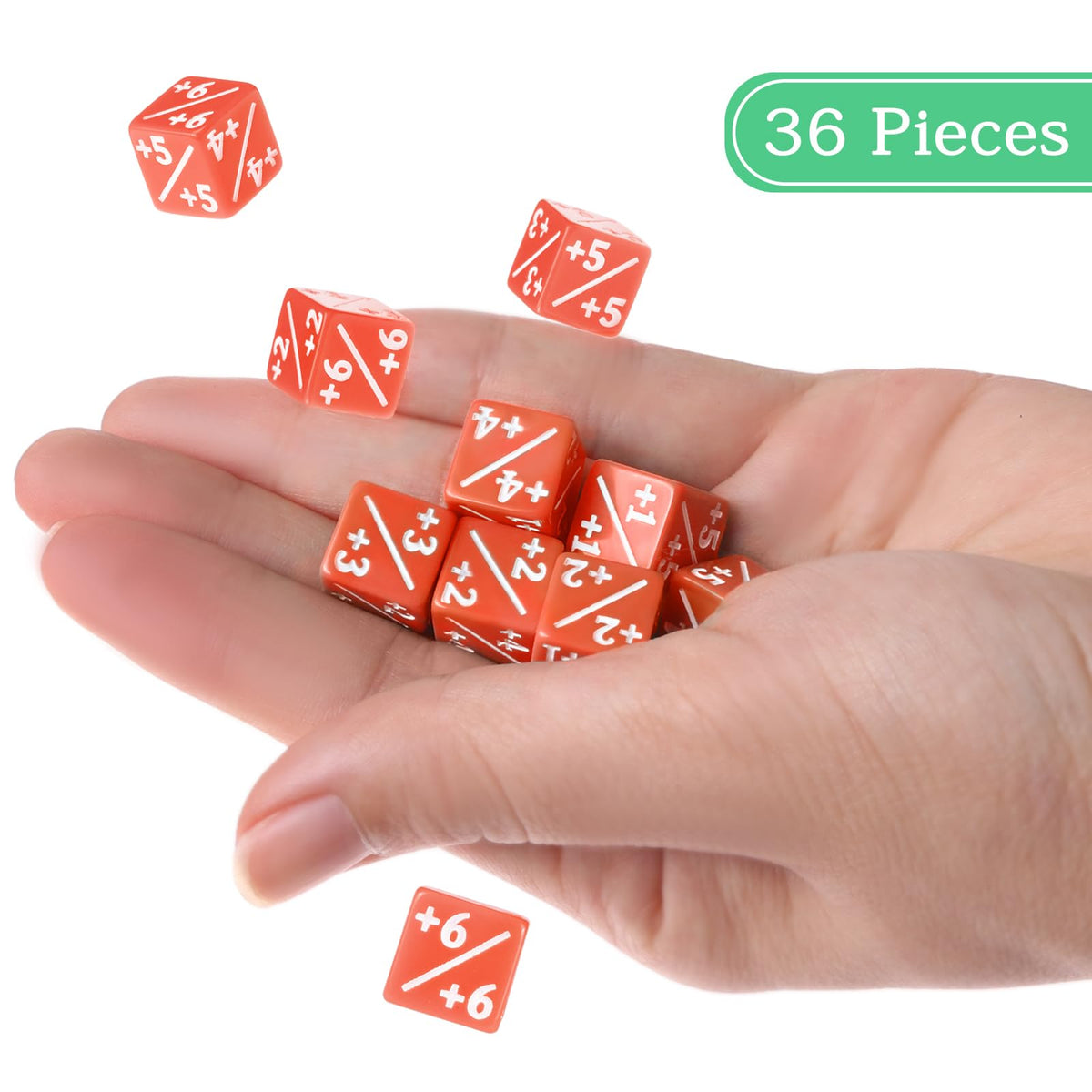 Handan 36-Piece MTG Counter Dice (+1 to +6) with Portable Box – Orange D6 Set