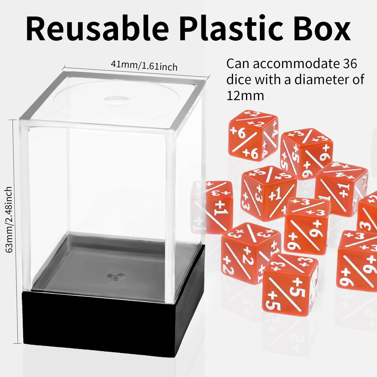 Handan 36-Piece MTG Counter Dice (+1 to +6) with Portable Box – Orange D6 Set
