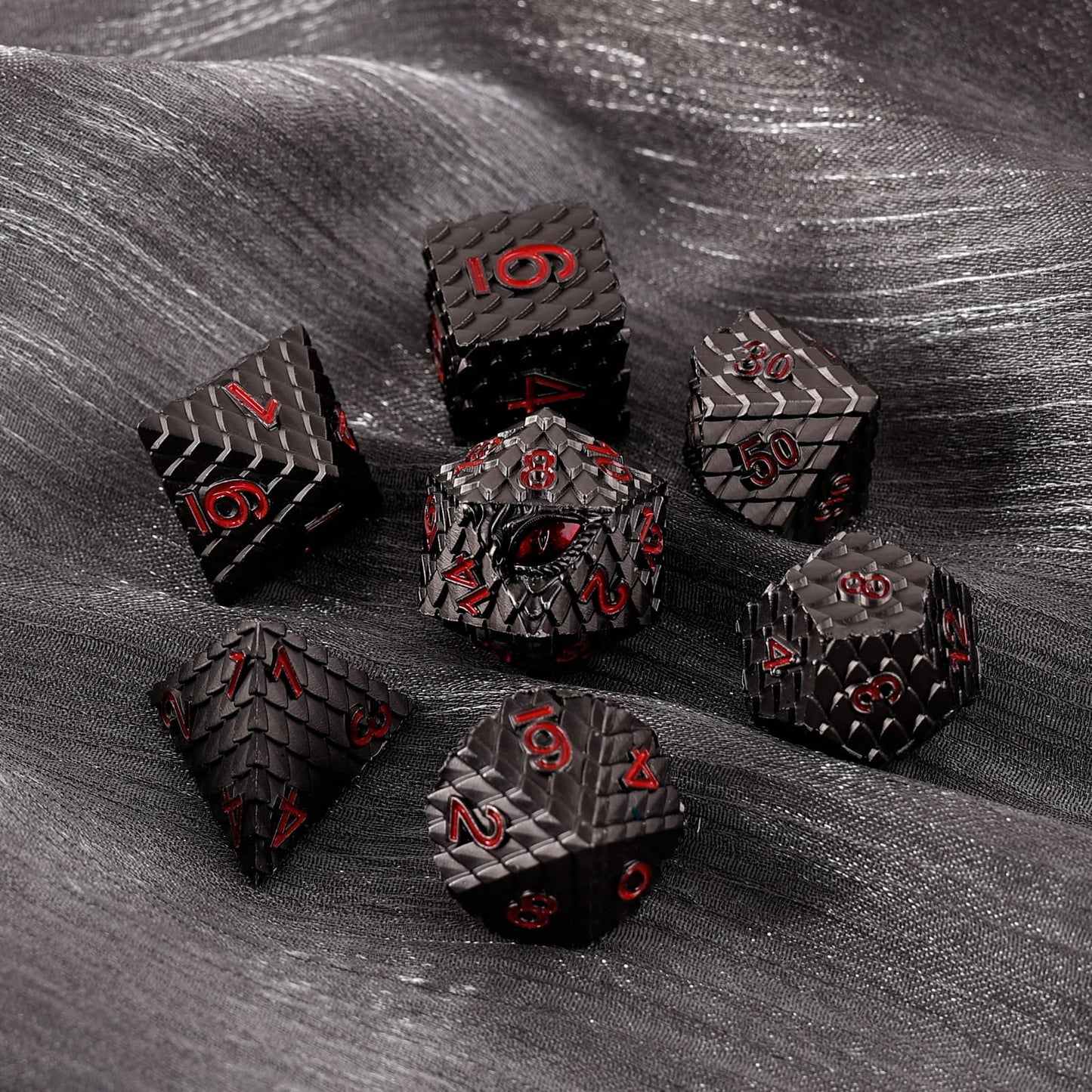 Handan Dragon Eye Metal Dice Set – 7 Pcs Dragon Scale Dice with Gift Box