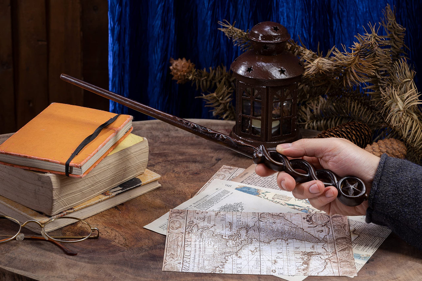 Handicraftviet Hand Carved Wood Magic Wand – 15-Inch Star Wand for Halloween & Cosplay