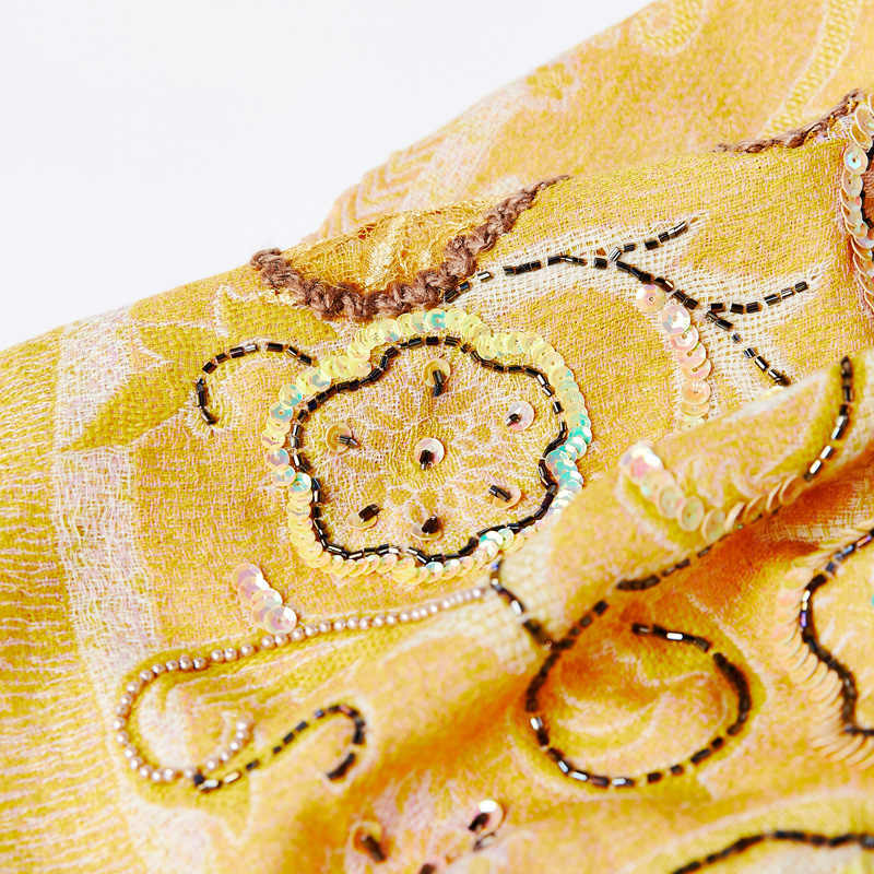 Handmade Beaded Embroidery Wool Shawl