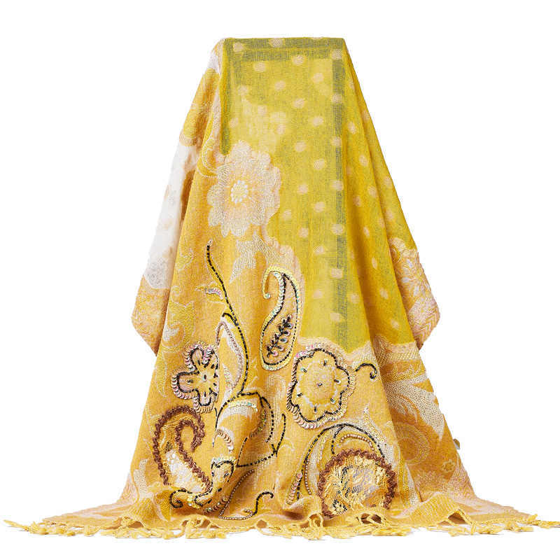 Handmade Beaded Embroidery Wool Shawl