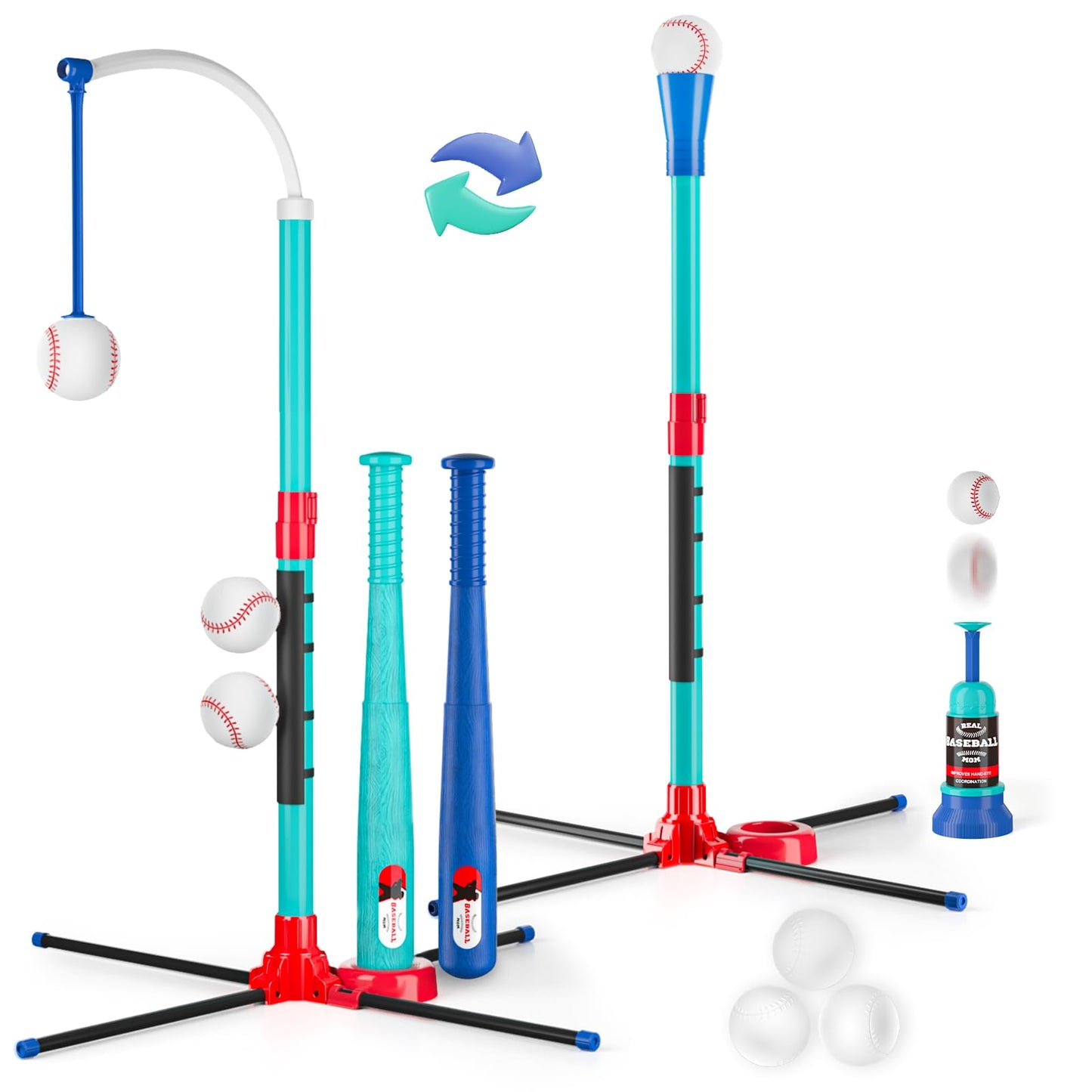 Handwell 3-in-1 T-Ball Set for Kids | Hanging Tee, Fixed Tee & Auto Launcher | Adjustable Height