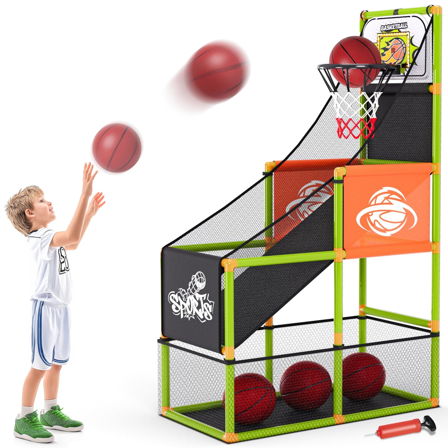 Handwell Arcade Basketball Game Set with Electronic Scoreboard & LED Lights